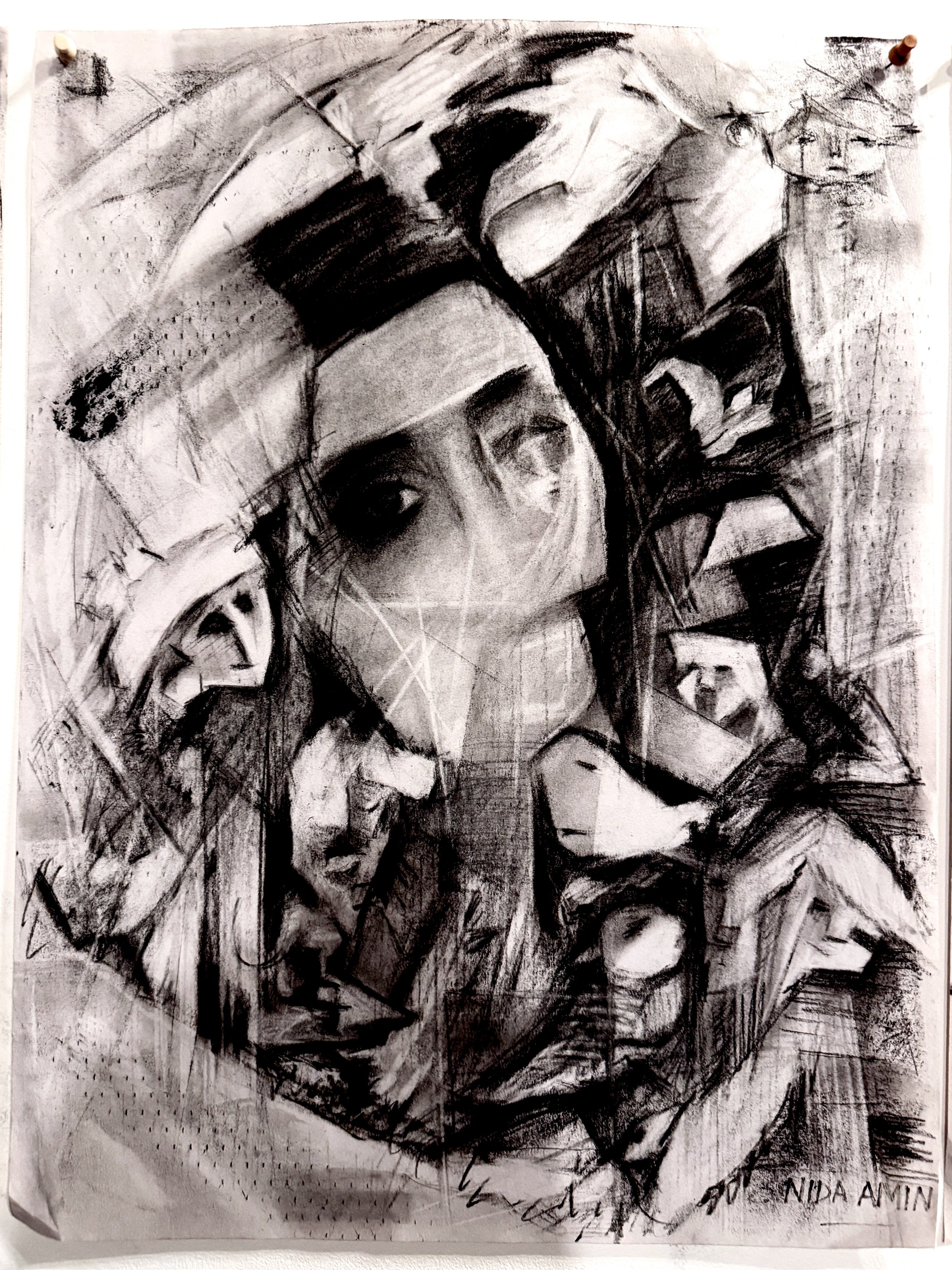 Almost There 1 (2026) - Charcoal on Newsprint, 18" x 24" - $400