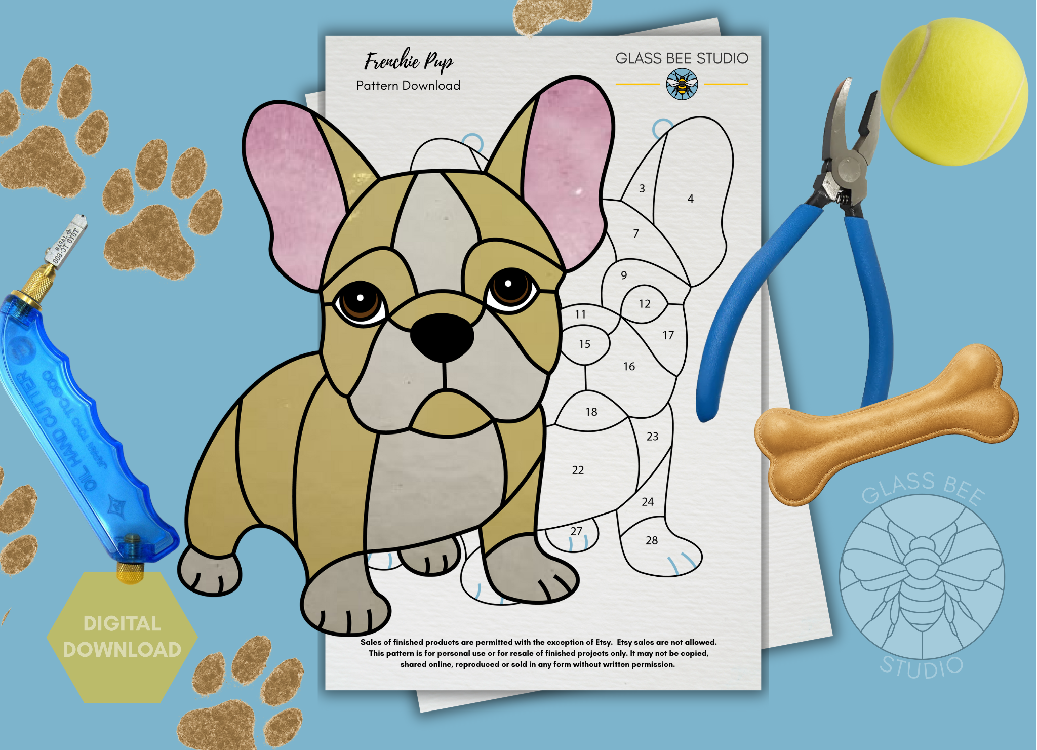 French Bulldog Puppy Stained Glass Pattern
