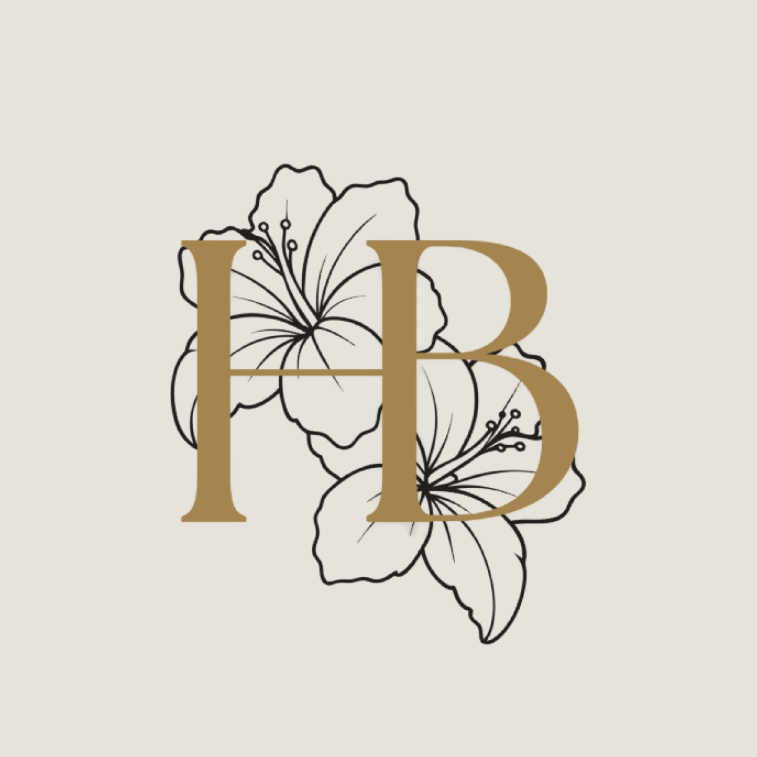 Stylized floral illustration with the letters 'L' and 'D' in gold.