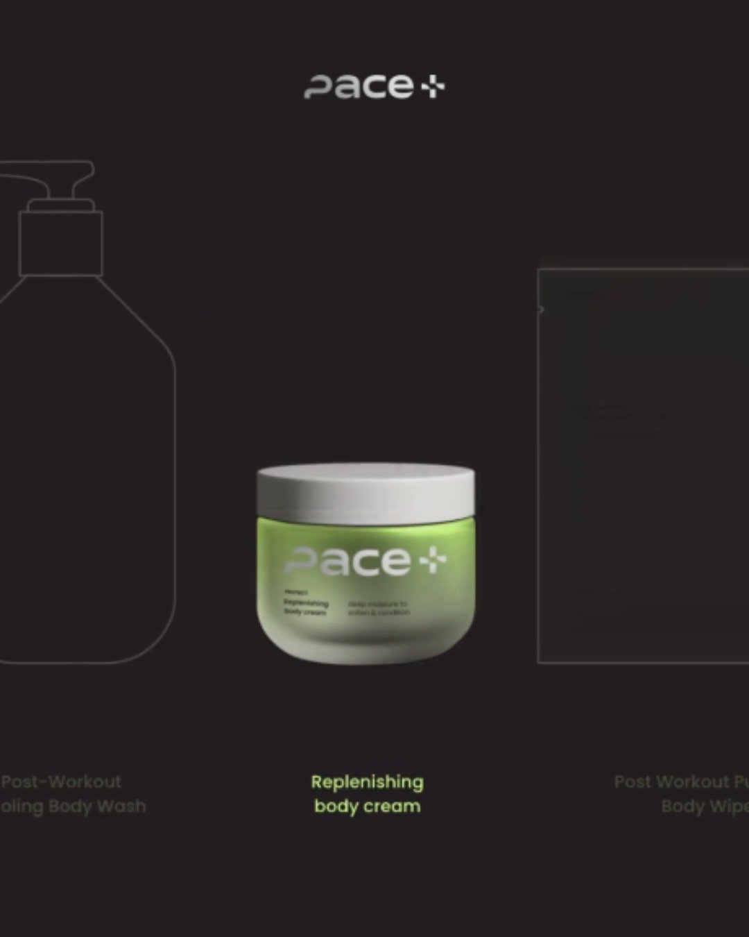 What started as my first Instagram design challenge with @designerbriefs turned into something bigger! Pace+&mdash;the skincare brand for athletes&mdash;has evolved into a full case study with additional visuals and animations thanks to @jitter.video