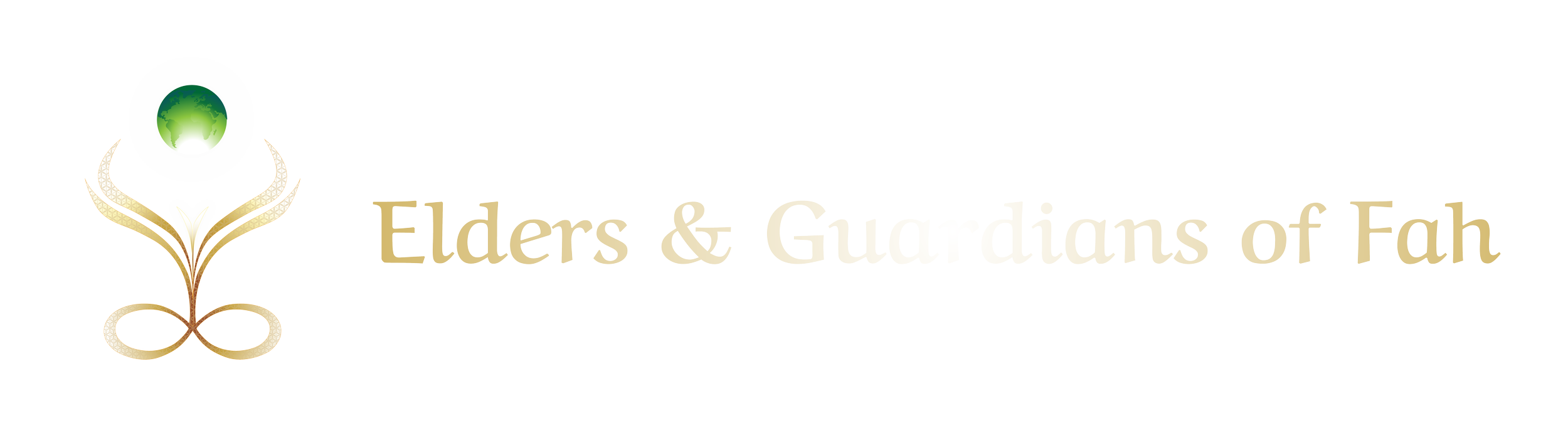 Logo for Elders & Guardians of Fah with a stylized globe and leaf motif