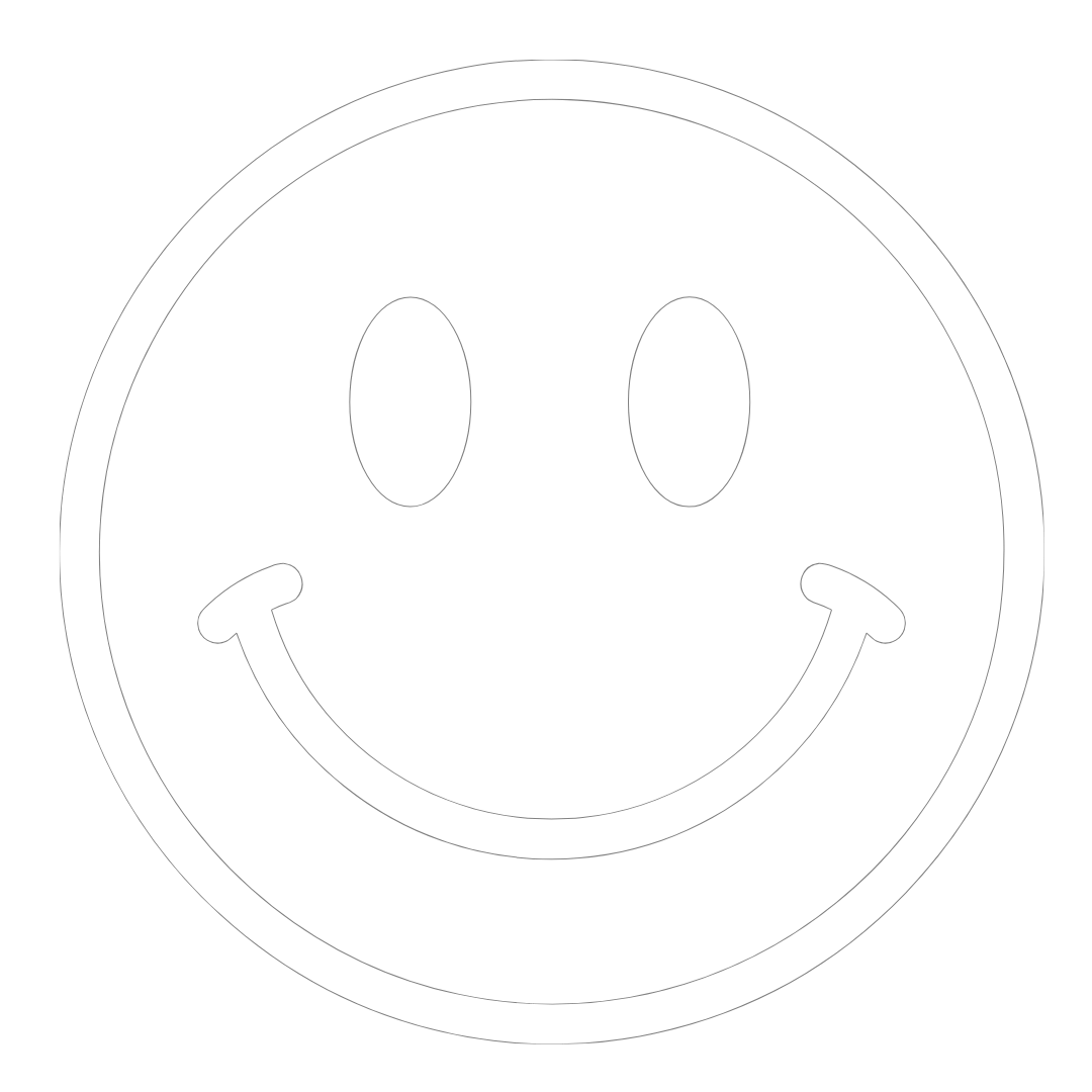 Smiley face with a big smile and oval eyes.