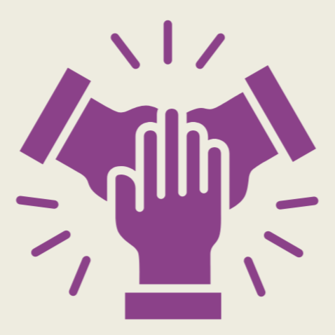 Joined hands icon for building your financial team.