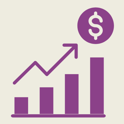 Rising bar chart and dollar coin icon for investing basics.
