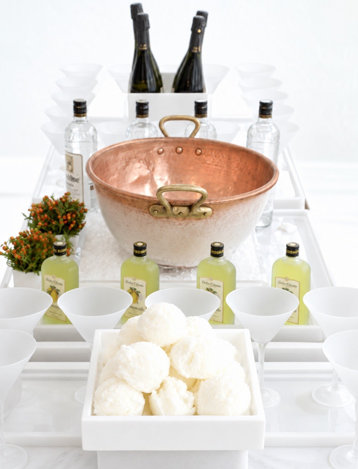 Kosher champagne and sorbet service