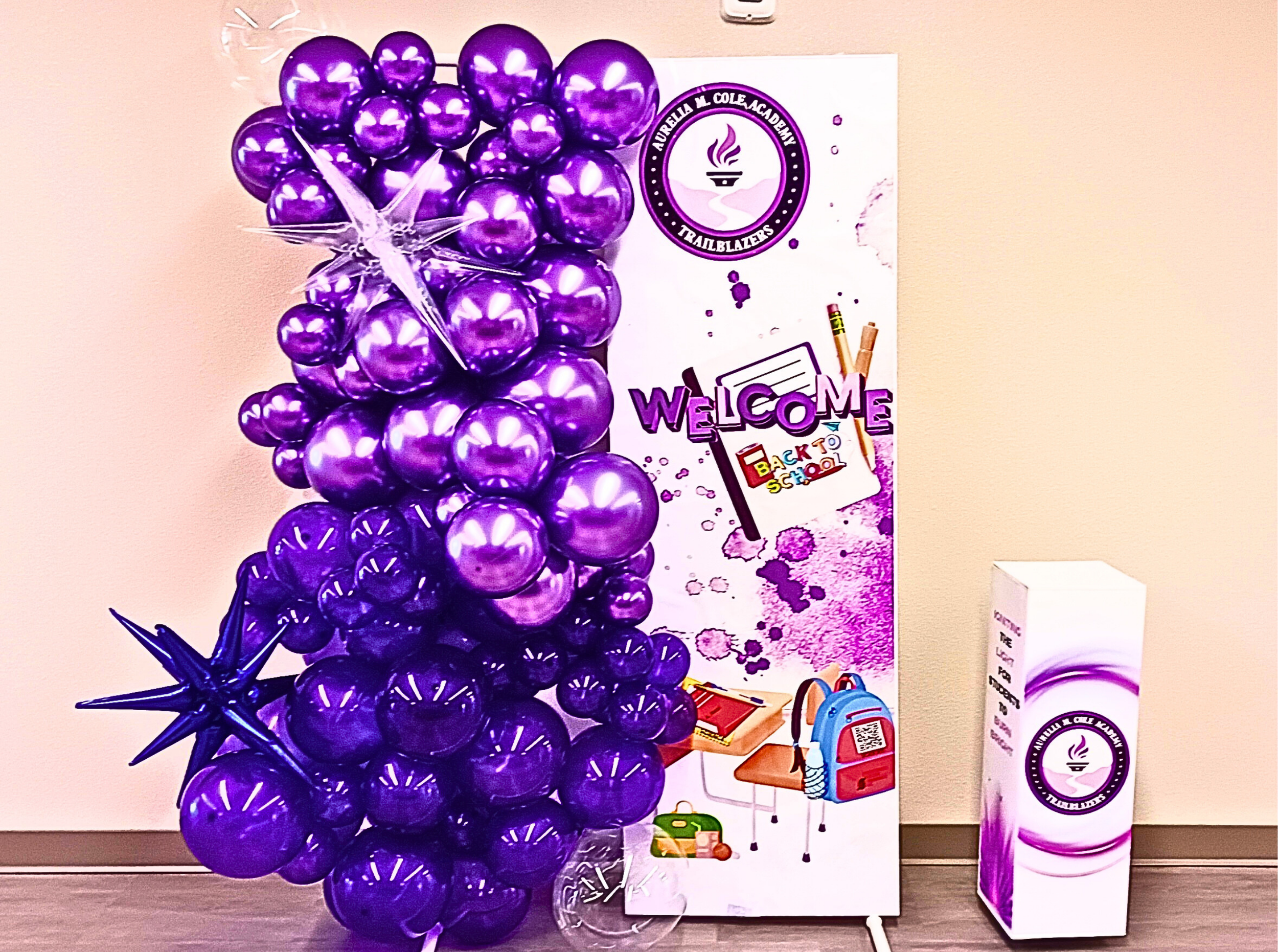 Back to School welcome area for ACA students, styled with bright, inviting details to create a warm start to the new year.