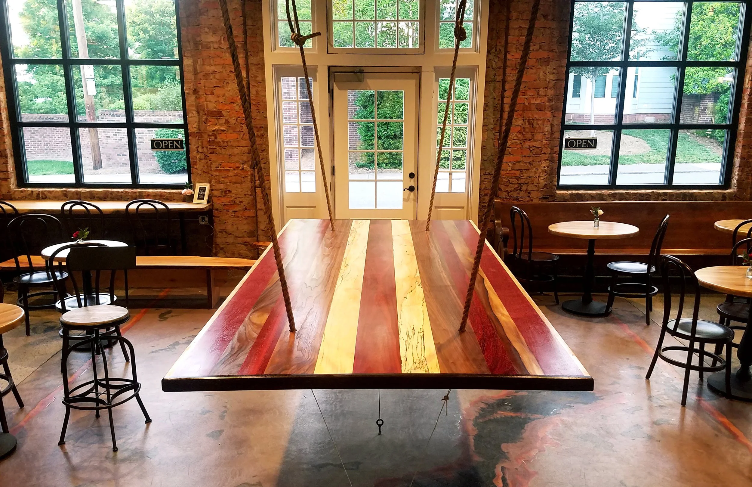 Floating Wood Table for Community Matters Cafe // Commercial Spaces