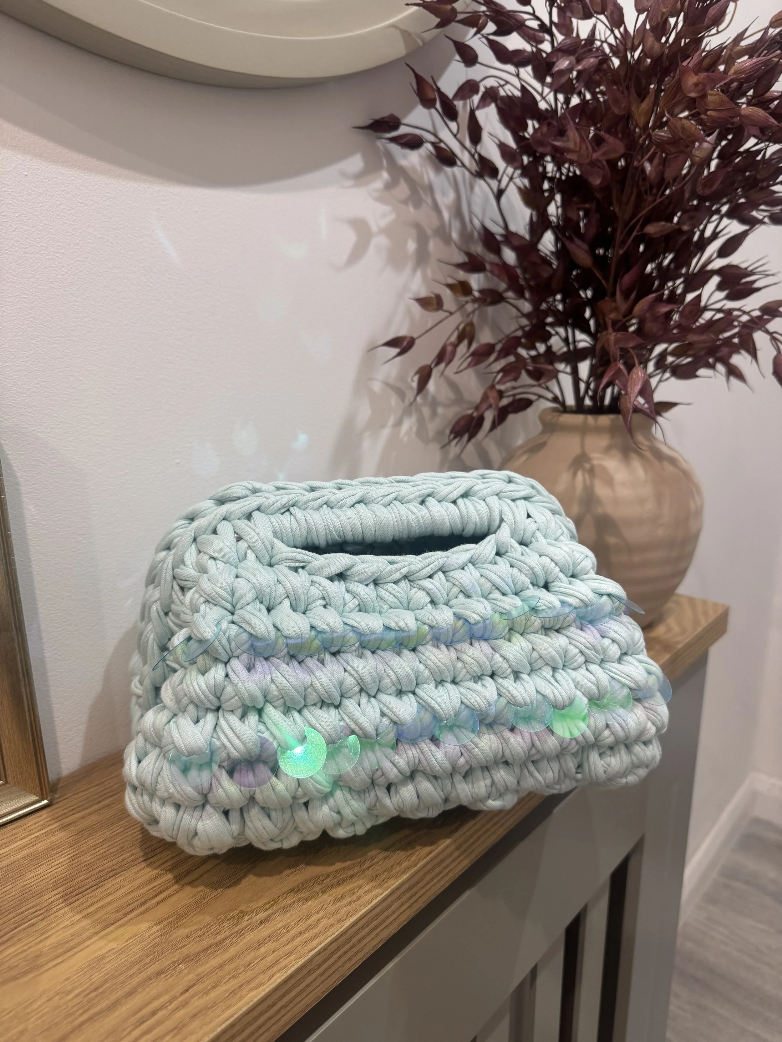 Sequin Capri Clutch - Blue