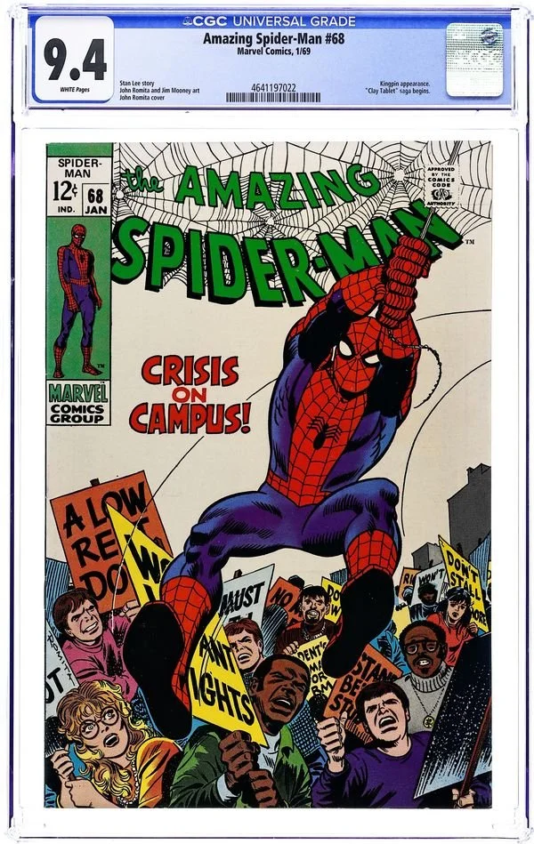 Amazing Spider-Man #68 CGC 9.4 1st Appearance Randy Robertson Crisis on Campus 1969