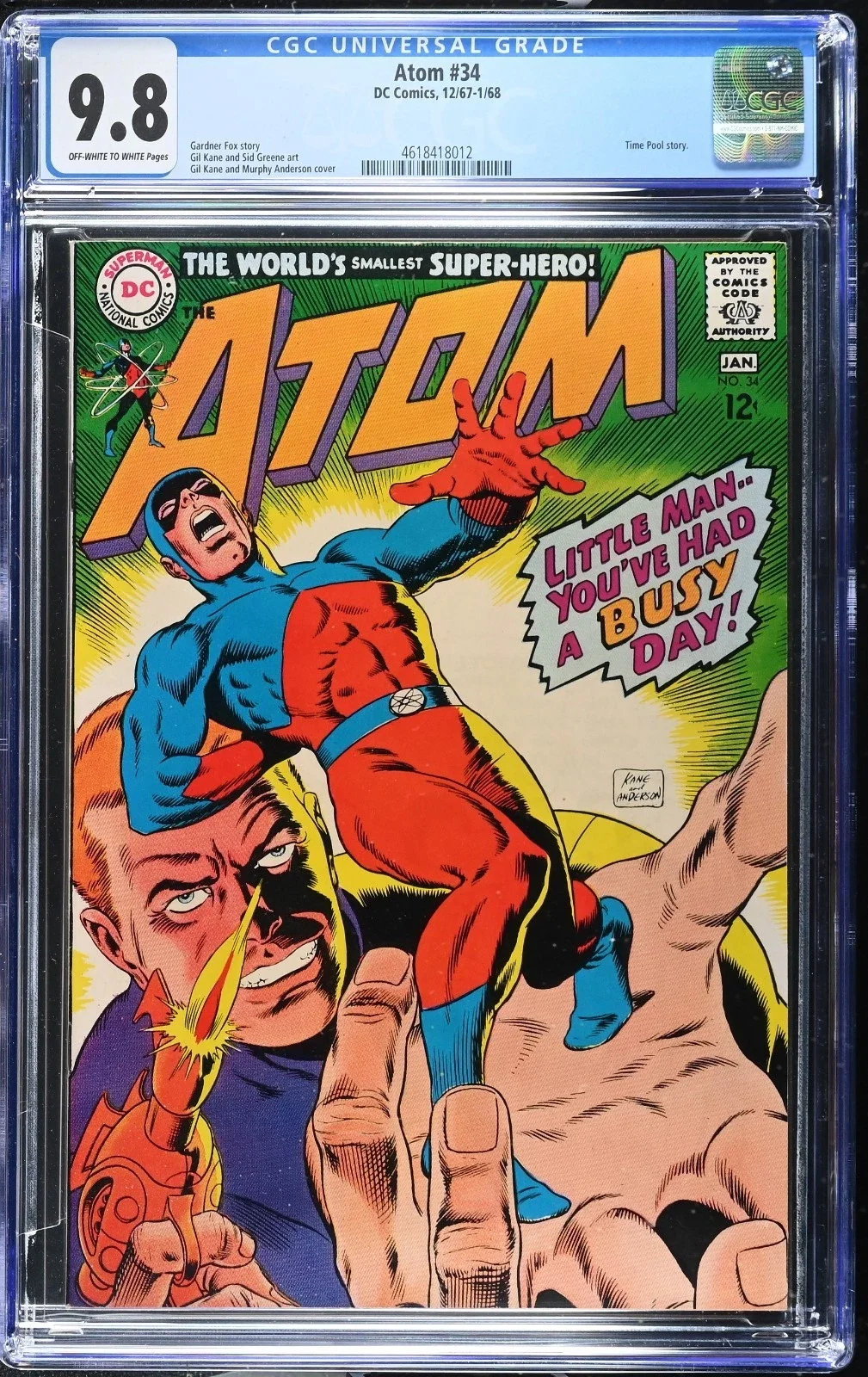 The Atom #34 CGC 9.8 Gil Kane Gardner Fox Classic DC Silver Age 1968