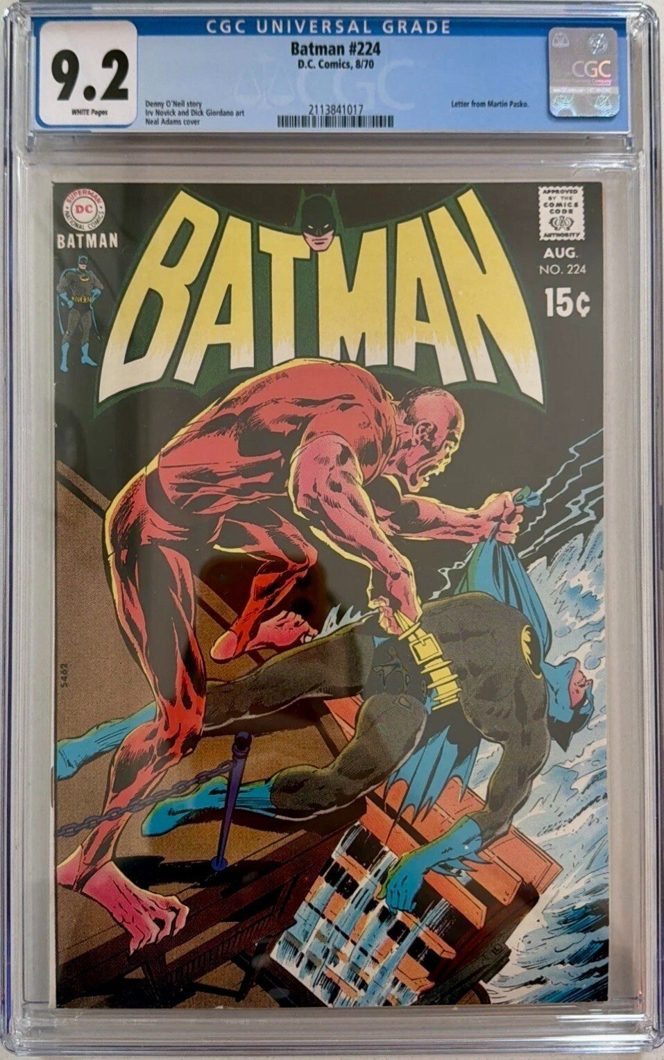 Front cover and CGC label of Batman #224, graded CGC 9.2
