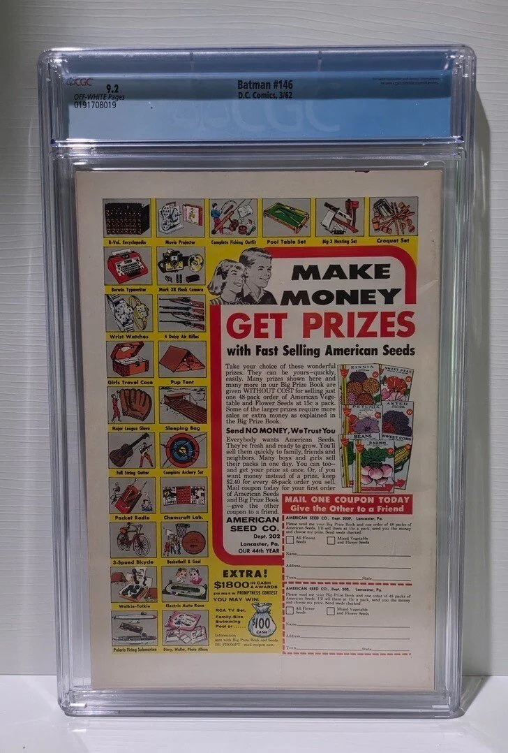 Back of Batman #146 CGC 9.2 slab