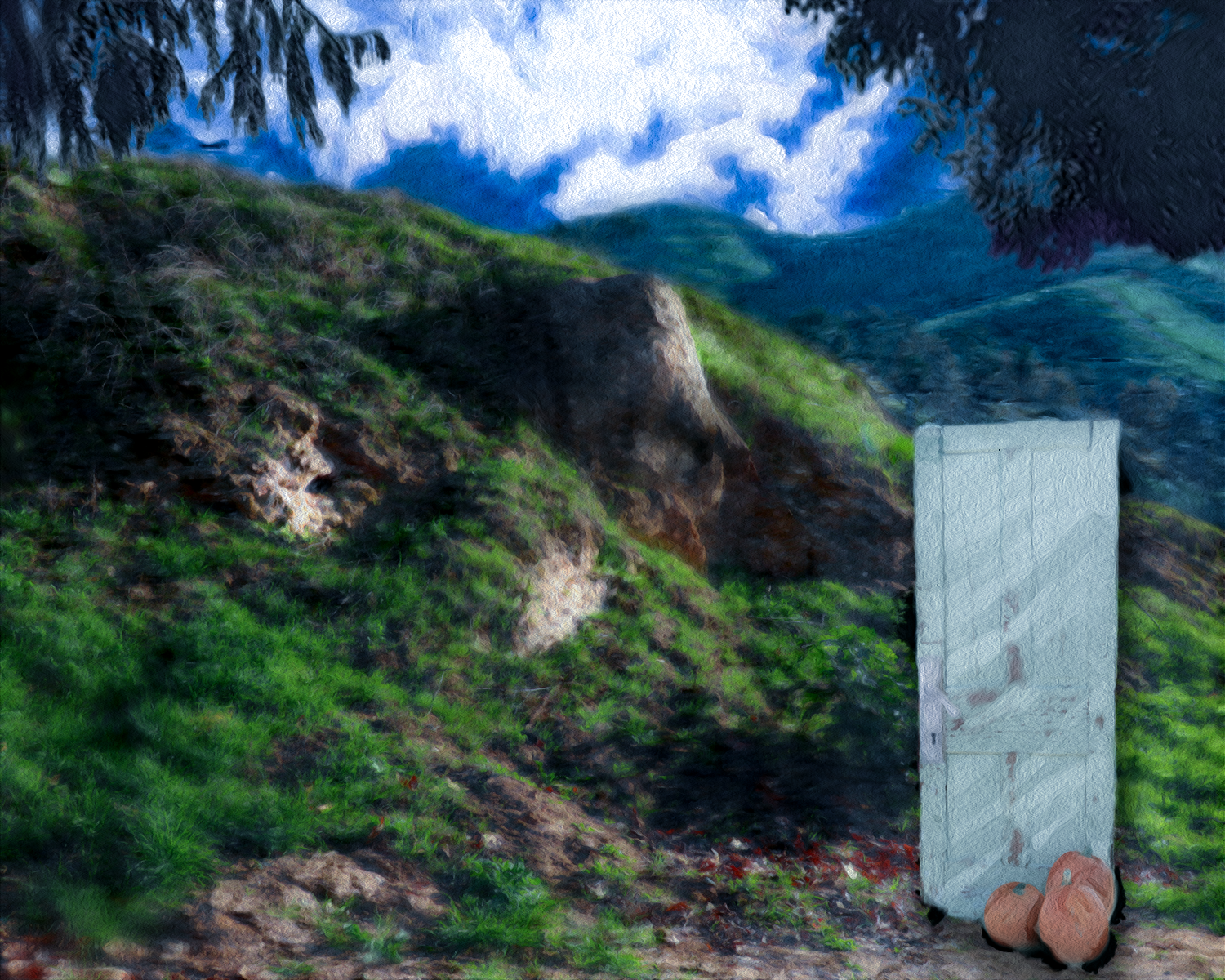 'Man of the Mountain' - Summer 2026 - Digital painting in Adobe Photoshop. Photograph superimposition, mixer brush, neural filters and brush layers in the style of Edward Hopper.