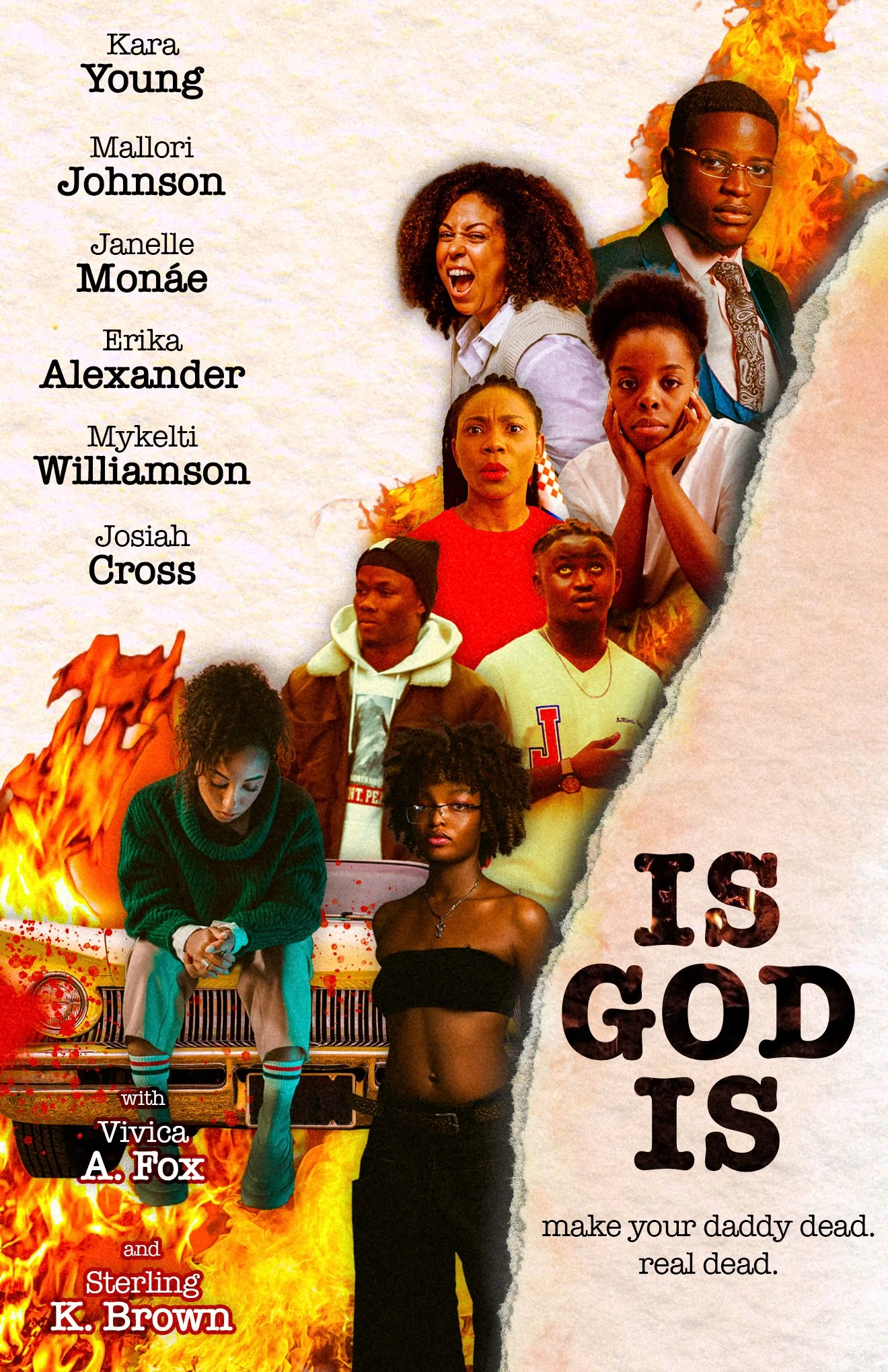 Movie Poster: 'Is God Is' - Summer 2026 - Manipulation of stock images in Adobe Photoshop to create a movie poster based on a real Intellectual Property. - 'Is God Is' was adapted, written, and directed by Aleshea Harris and produced and distributed 