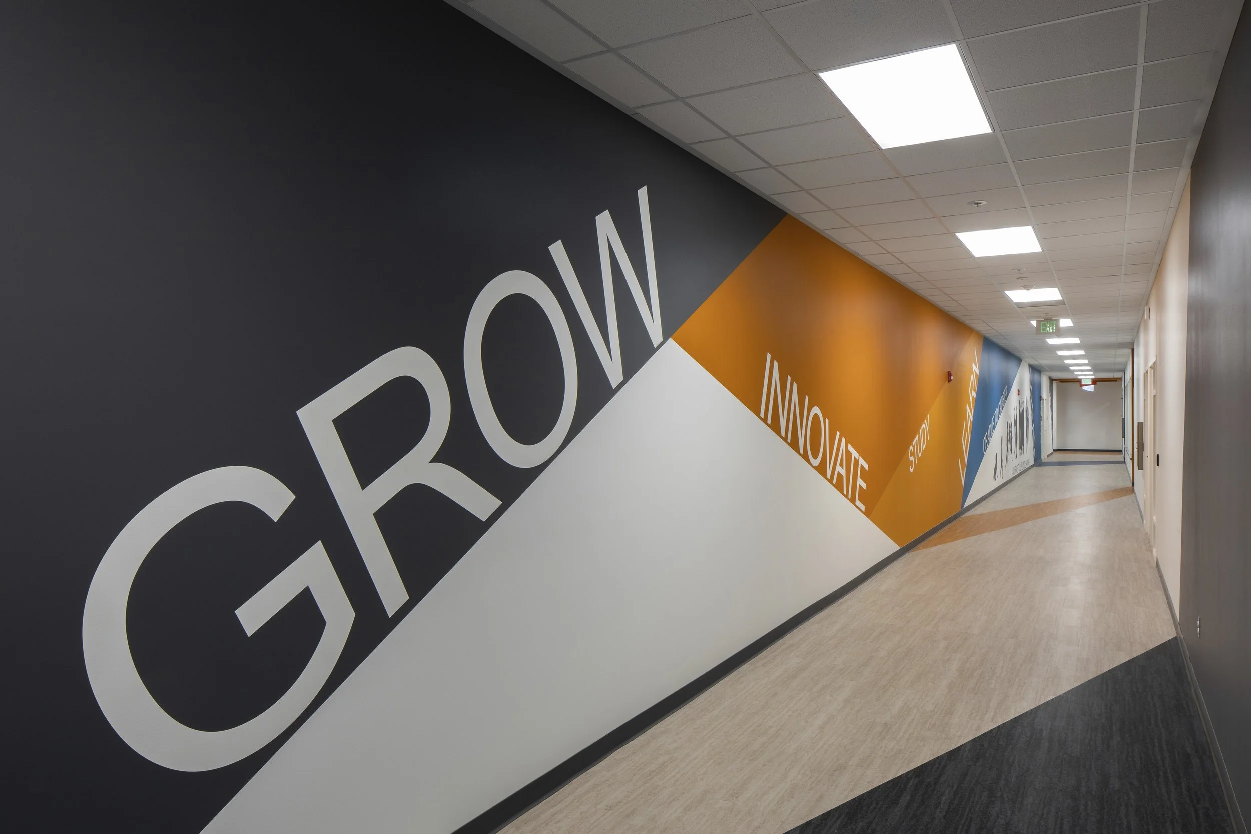 Inspirational hallway interior for civic project from Lydia Alfred's portfolio of work at HMC Architects.