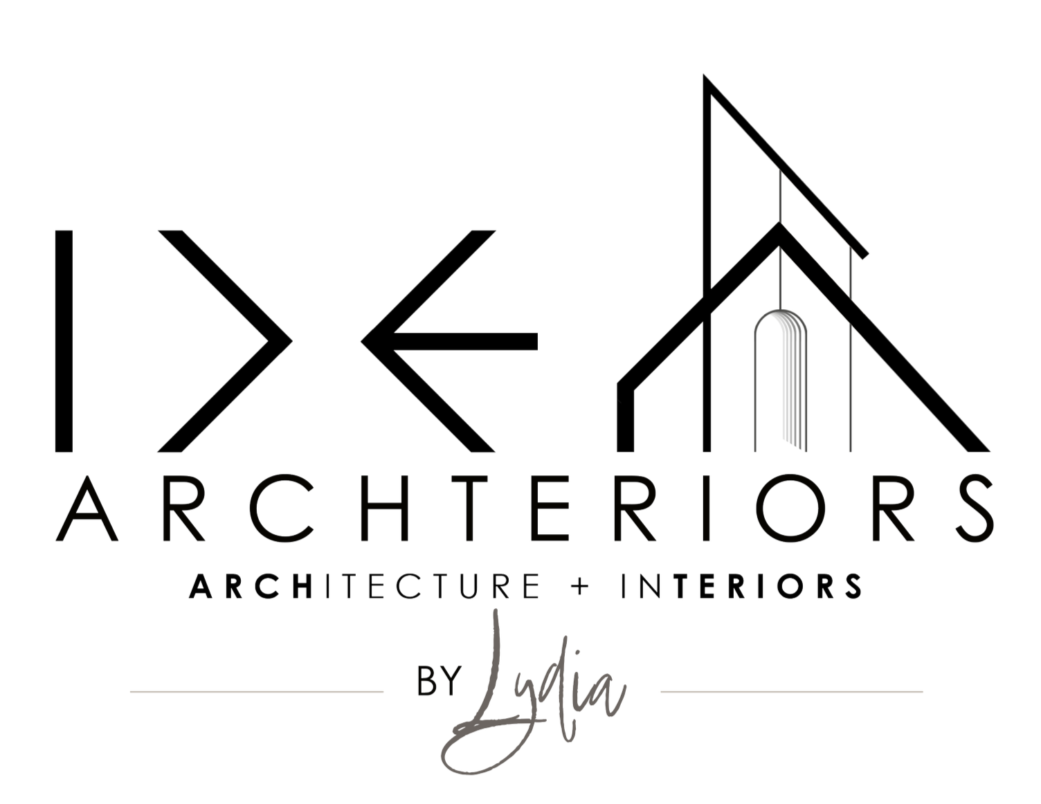 IDEA Archteriors architecture and interior design studio logo, featuring the signature by Lydia.