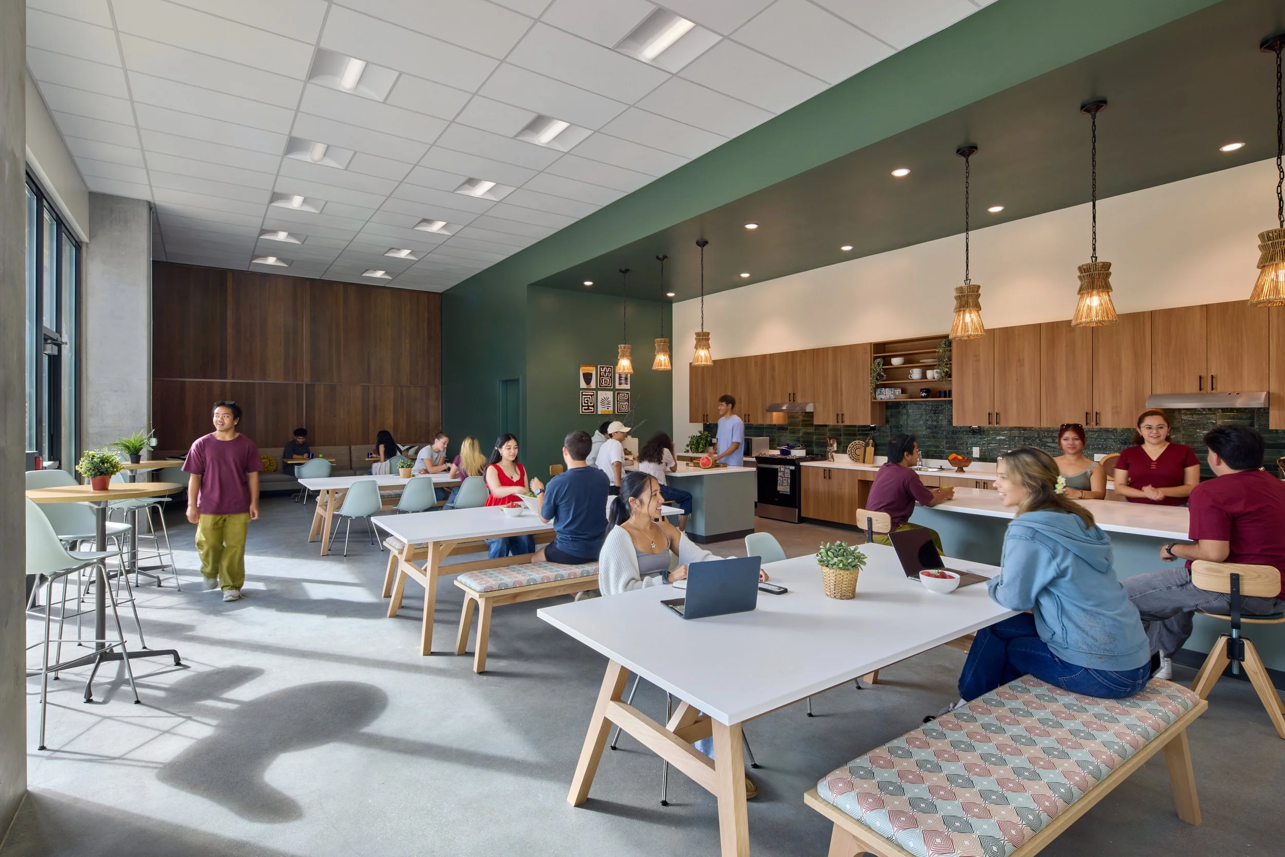 Student housing-kitchen interior design project from Lydia Alfred's portfolio of work at HMC Architects.