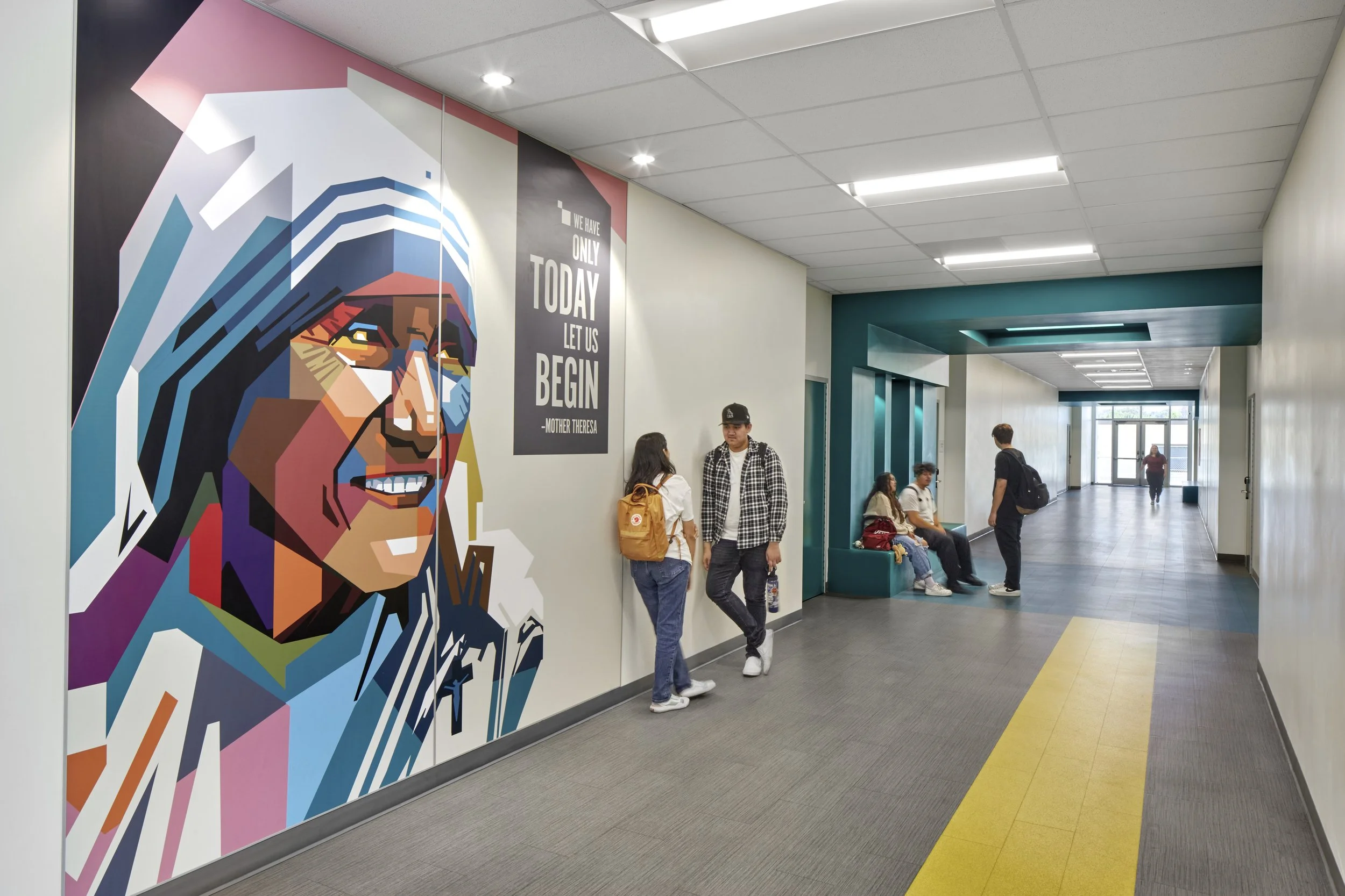K-12 educational project inspirational hallway from Lydia Alfred's portfolio of work at HMC Architects.