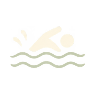 Illustration of a person swimming in water with splashes around.