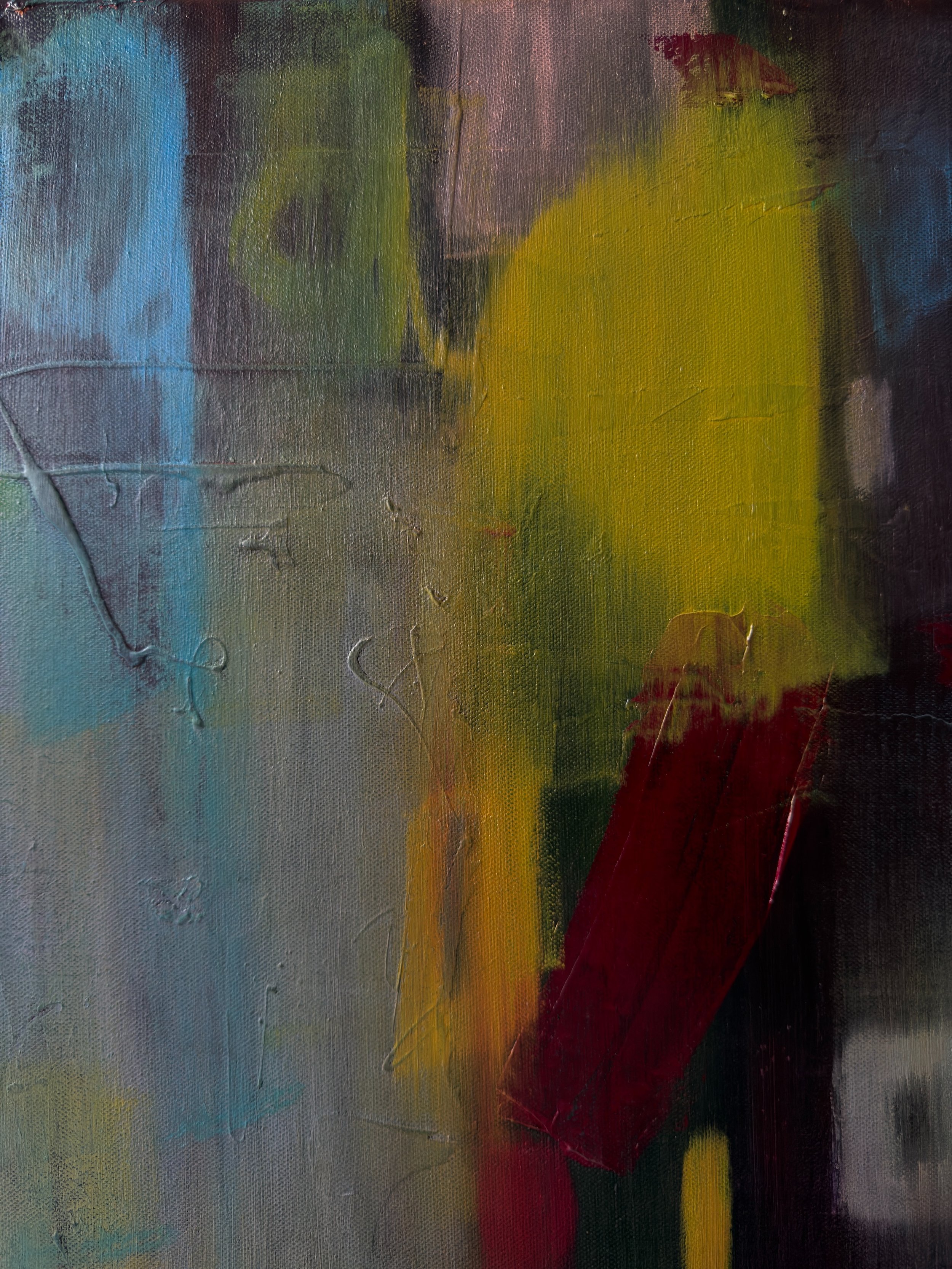 benny refused to let me get a picture of this one without him which, frankly, is very fair | acrylic, watercolor, oil, and @rarebeauty highlighter on canvas | 24&rdquo; x 36&rdquo;

.

#abstractart #abstractexpressionism #brooklynartist #acrylicabstr