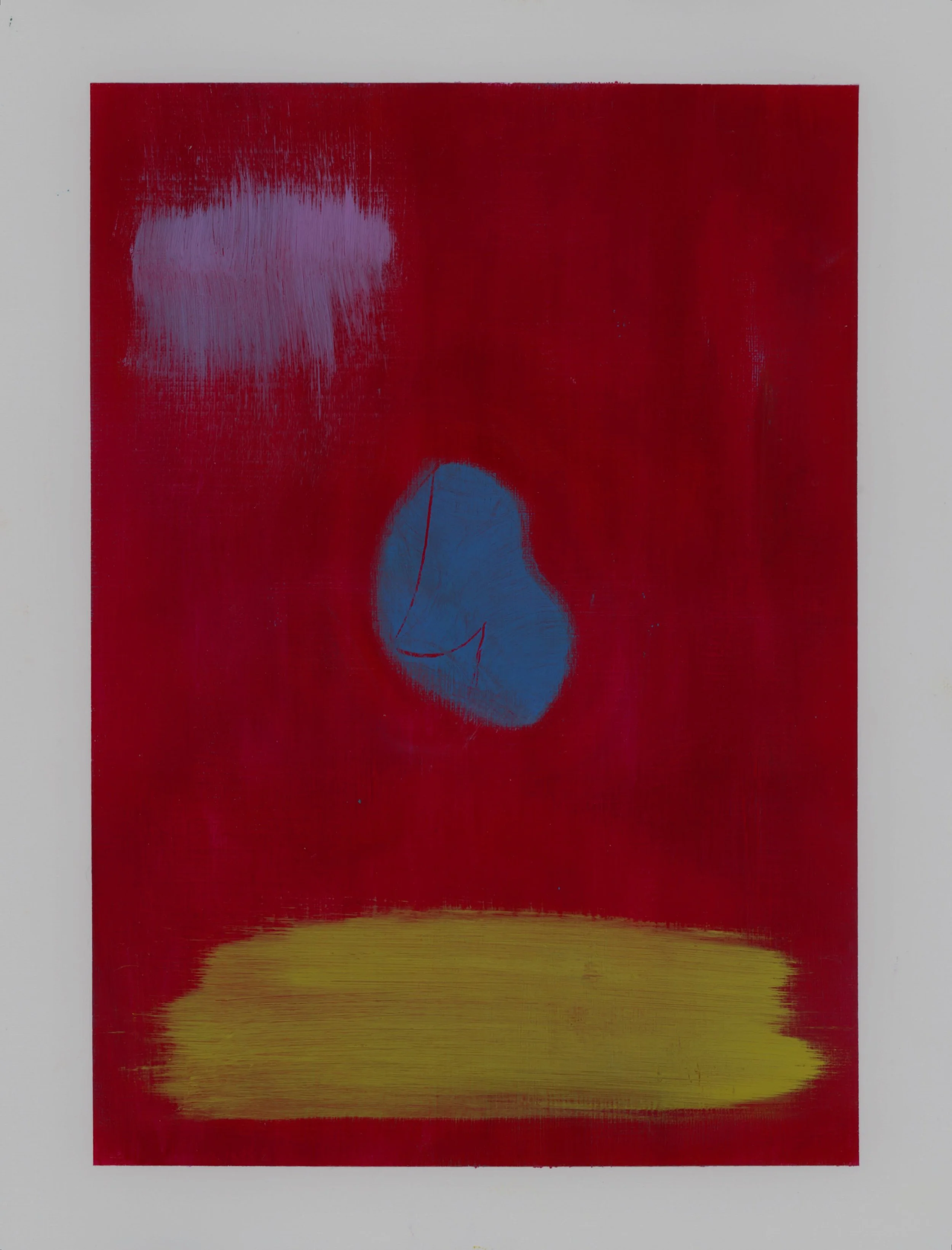 another blue blob | acrylic and oil stick on paper | 9&rdquo; x 12&rdquo;