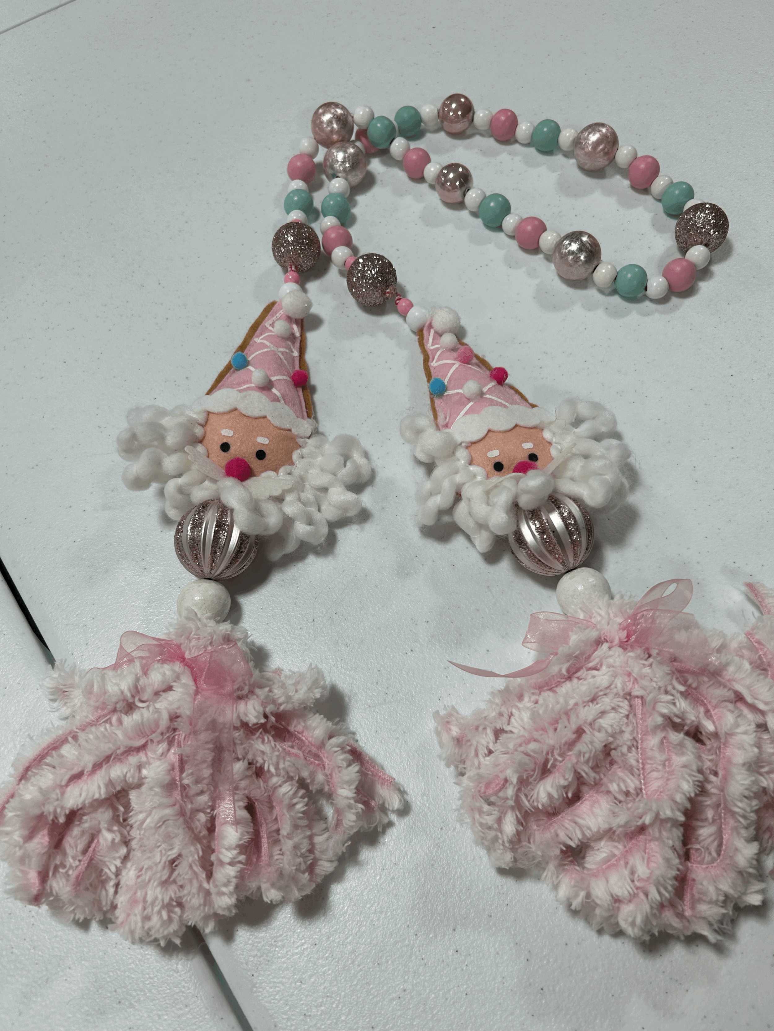 Pink Santa Large Bead Garland