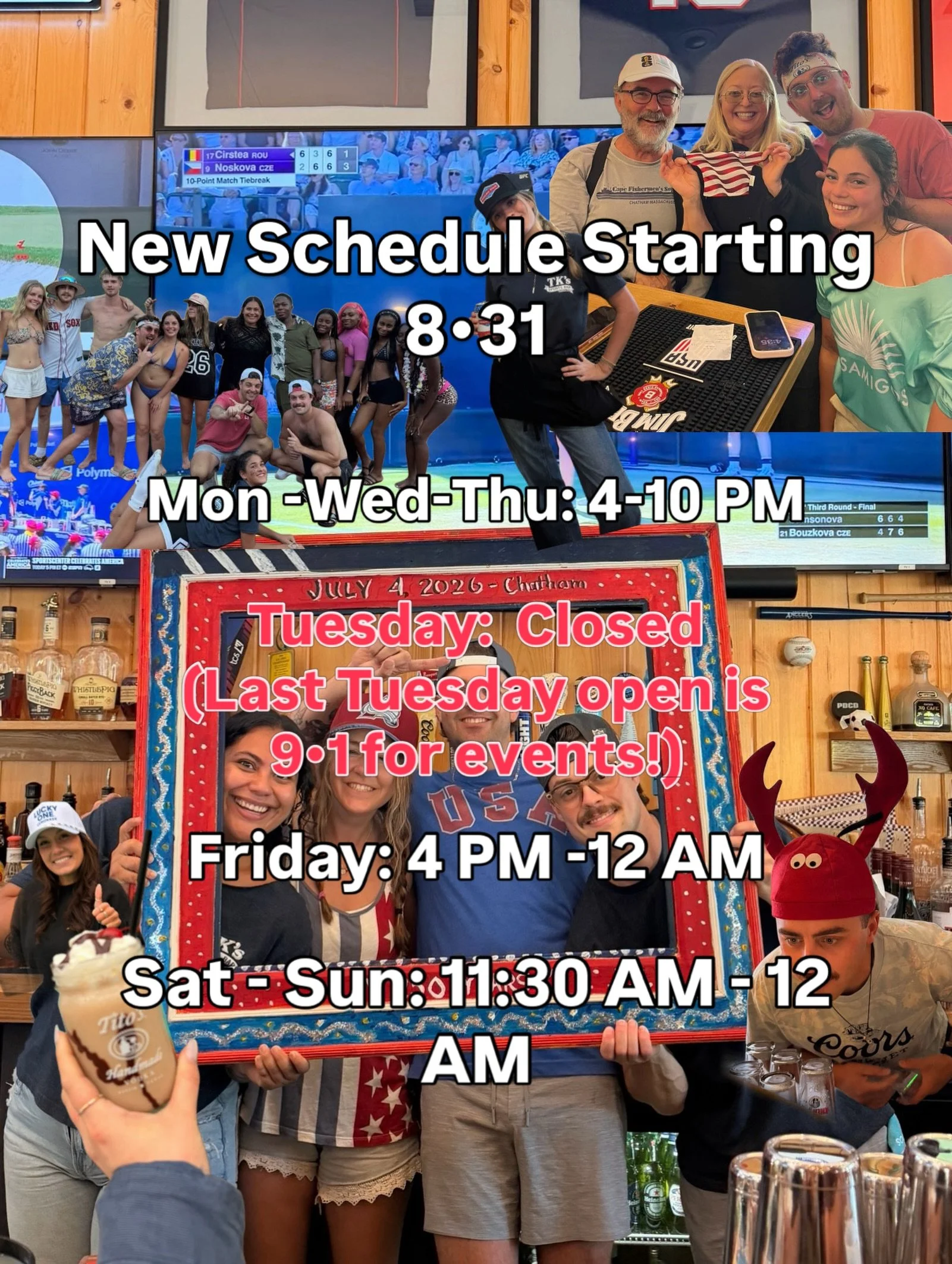 NEW FALL SEASON SCHEDULE!!
It only took us three times to get it right&hellip;

MONDAY, WEDNESDAY, THURSDAY: 4PM - 10PM
TUESDAY: CLOSED &bull; We&rsquo;re having our last event on Tuesday&rsquo;s on 9/1&bull; Come with your JEEP and try on some @broo