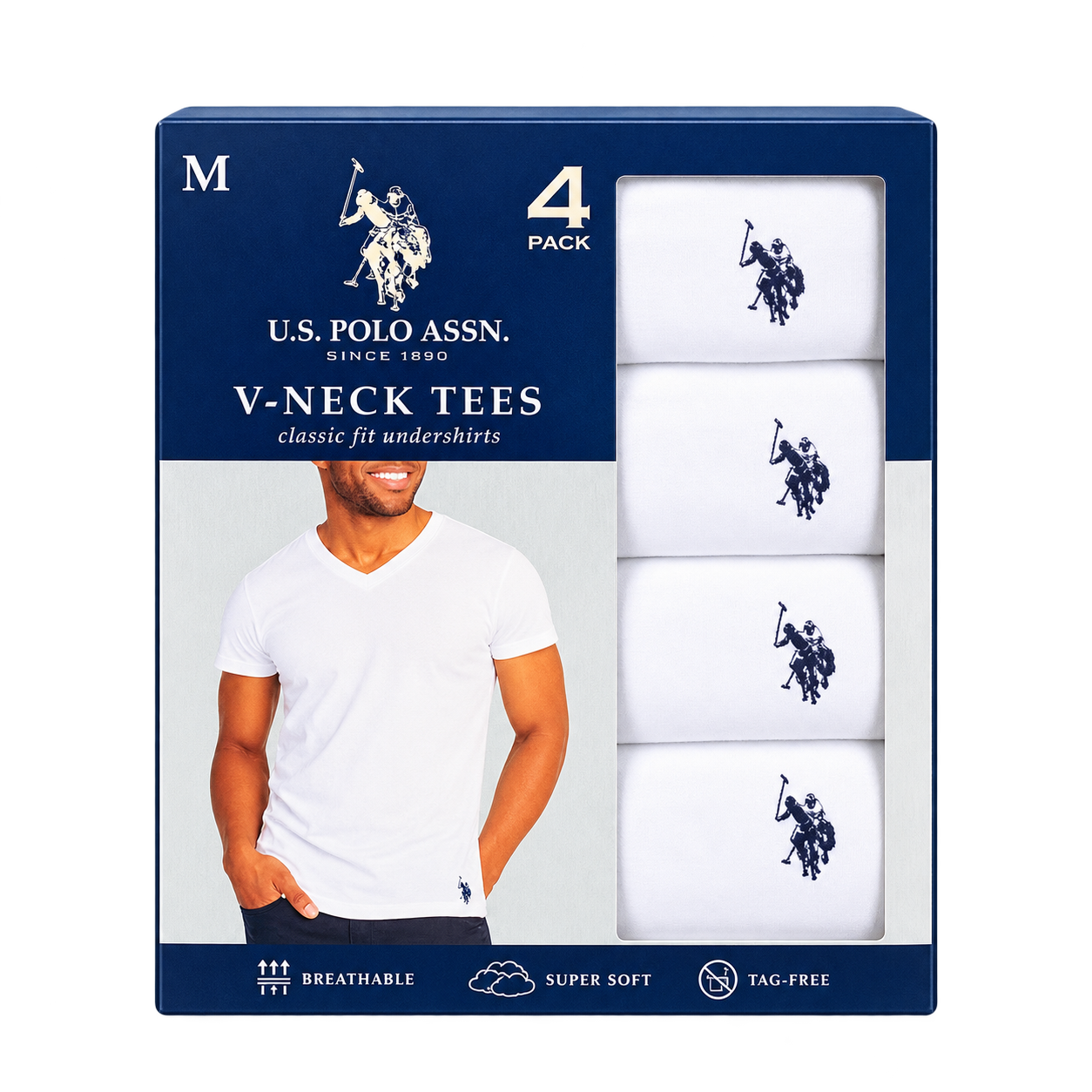 U.S. Polo Assn. Men’s V-Neck T-Shirts – 4 Pack