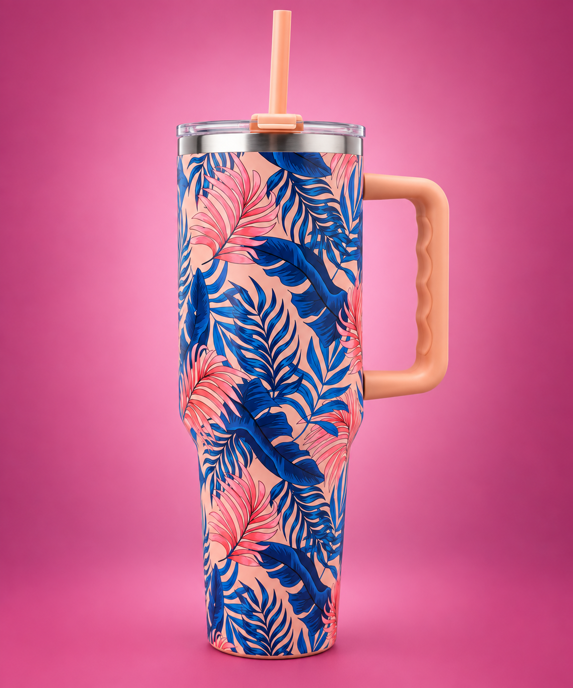 Insulated Tumbler with Handle & Straw – Assorted Designs