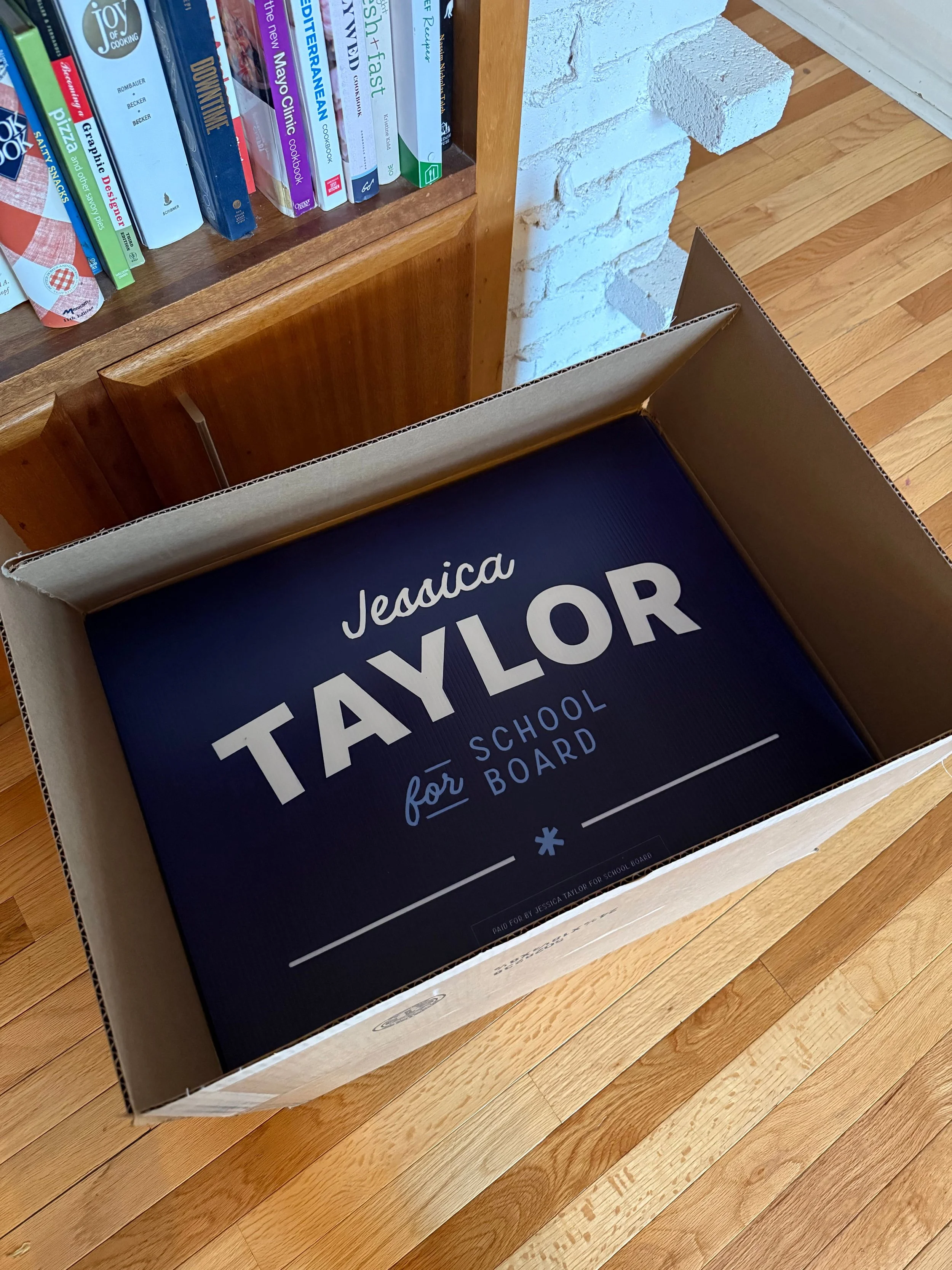 box of campaign yard signs