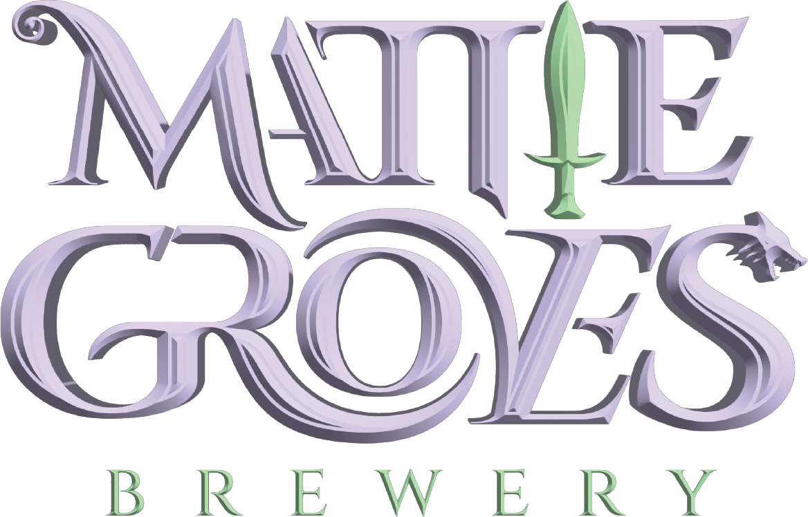 Logo for Maide Goys Brewery featuring stylized text with a sword in place of the letter 'I' and the words 'Maide Goys Brewery'.
