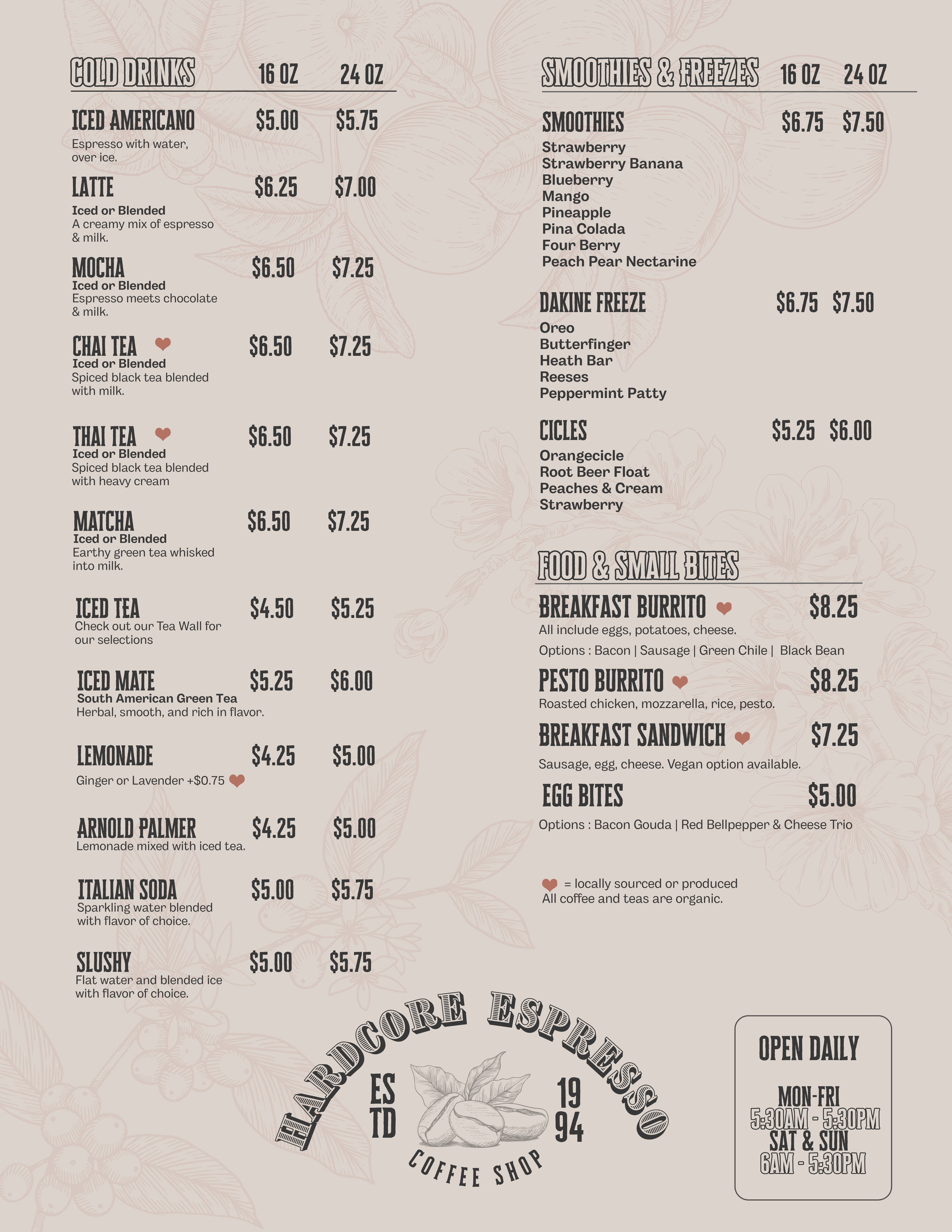 2026 Hardcore Menu page 2
