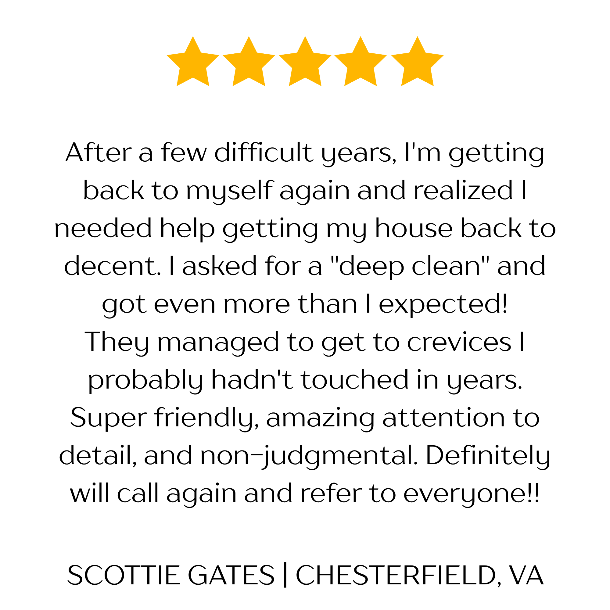 Five gold stars above text indicating a positive review or high rating.