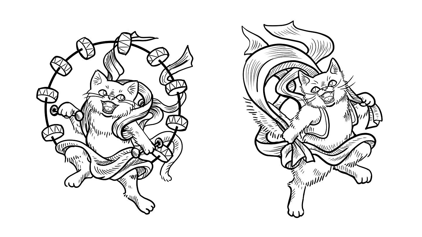 “Raijin & Fujin”, inspired by Tawaraya Sōtatsu’s “Wind God and Thunder God” 