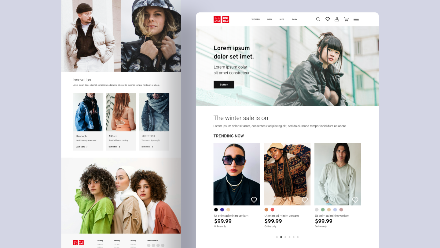 Landing Page Mockup for UNIQLO