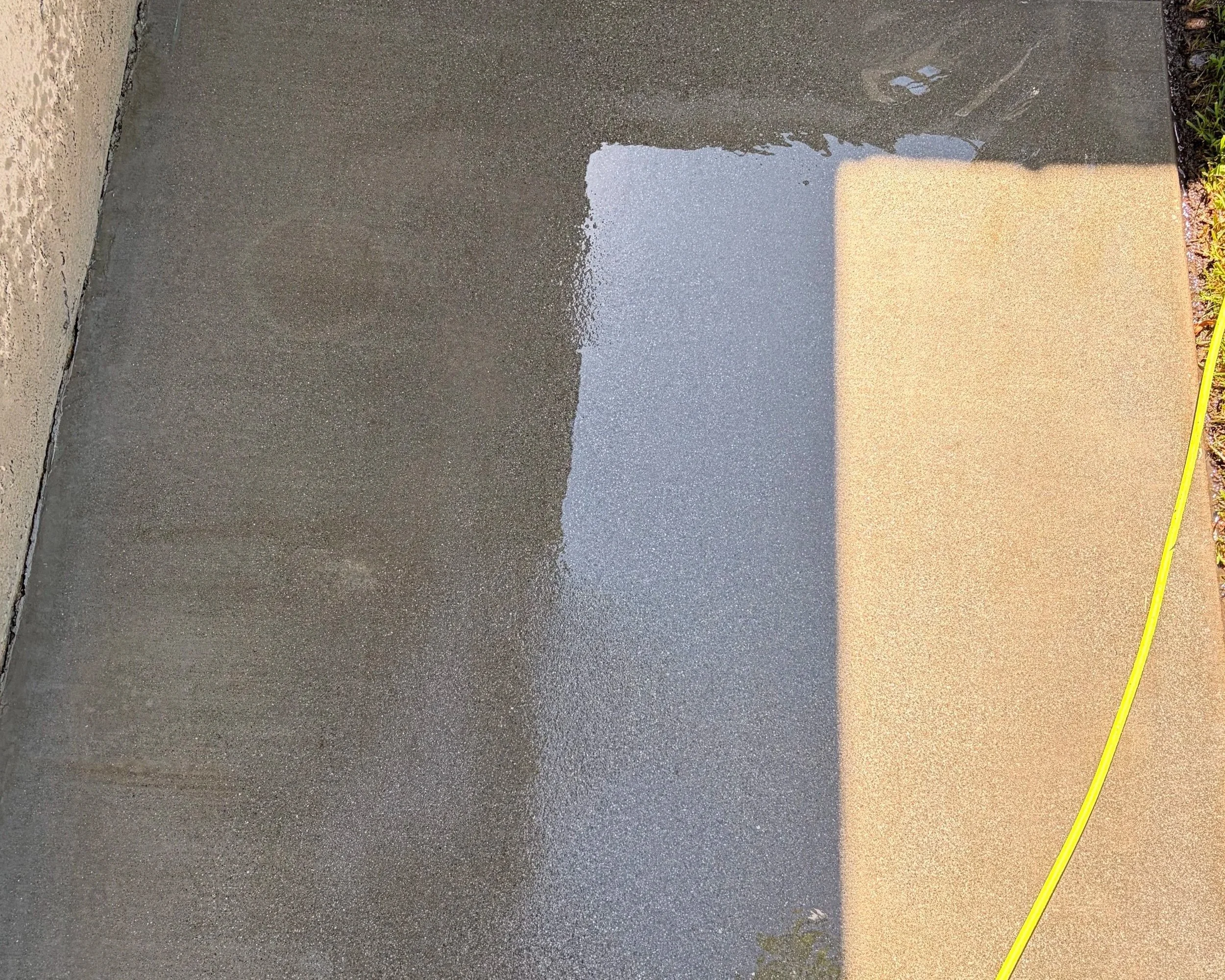 A pressure washed clean sidewalk