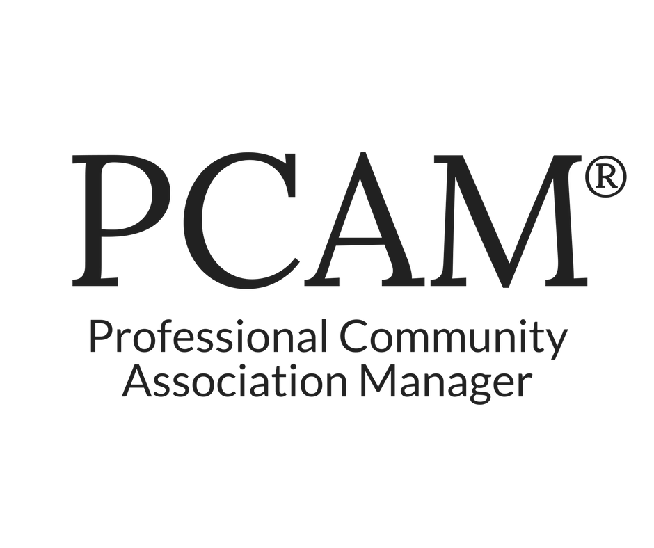 Logo with the text 'PCAM' and the description 'Professional Community Association Manager' underneath.