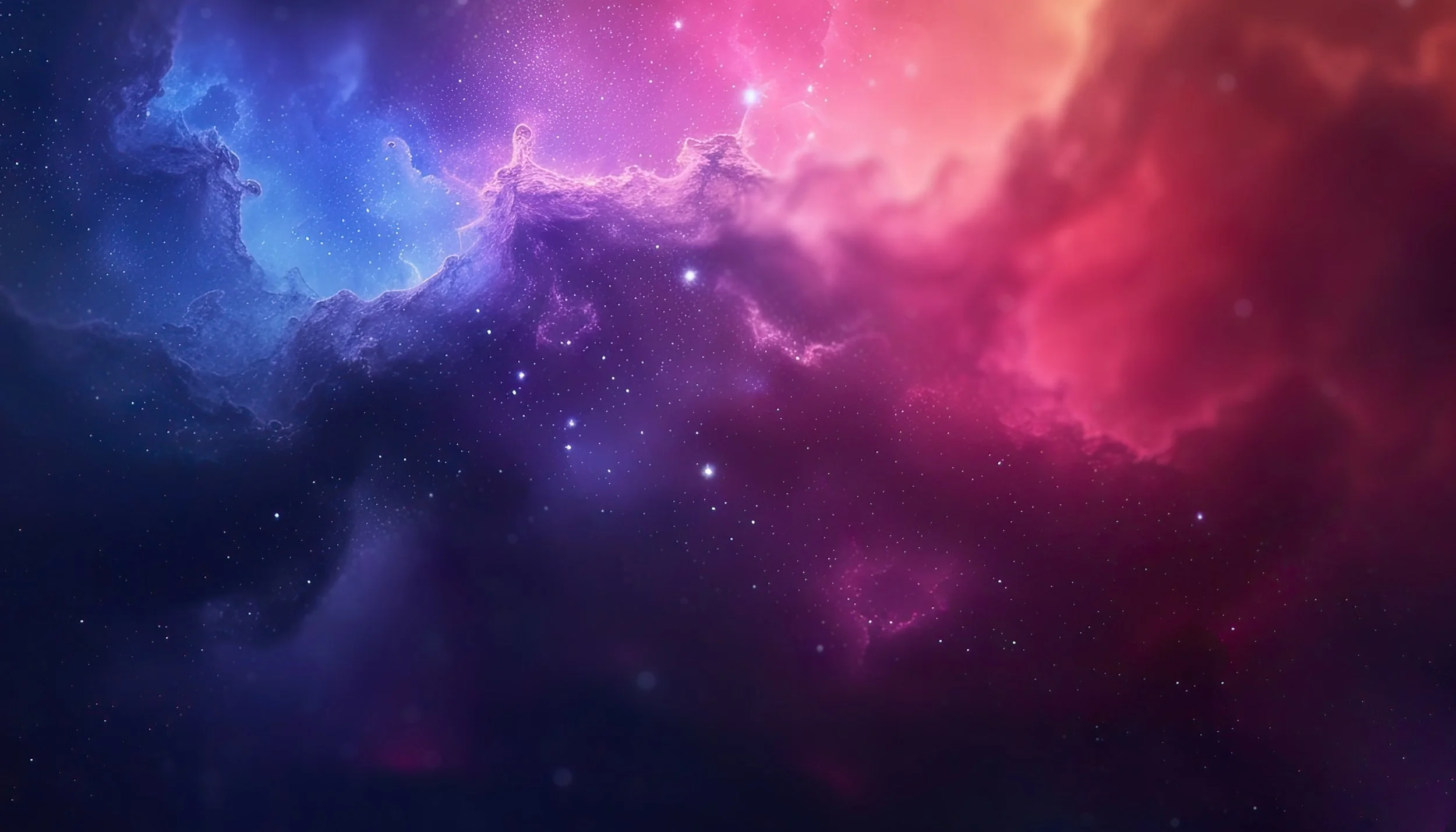 Colorful image of outer space with pink and purple nebulae, stars, and cosmic dust.