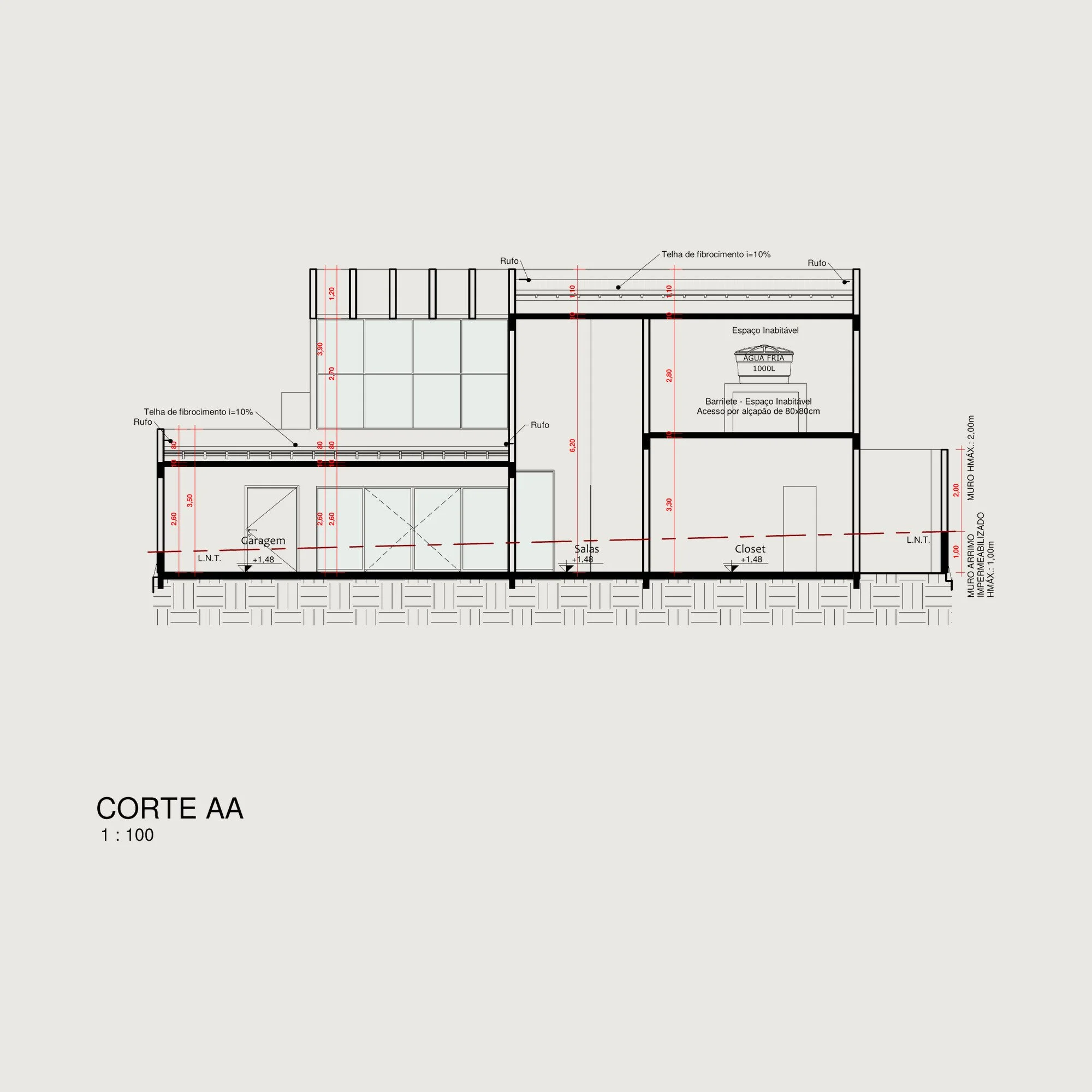 Section AA through a residential house