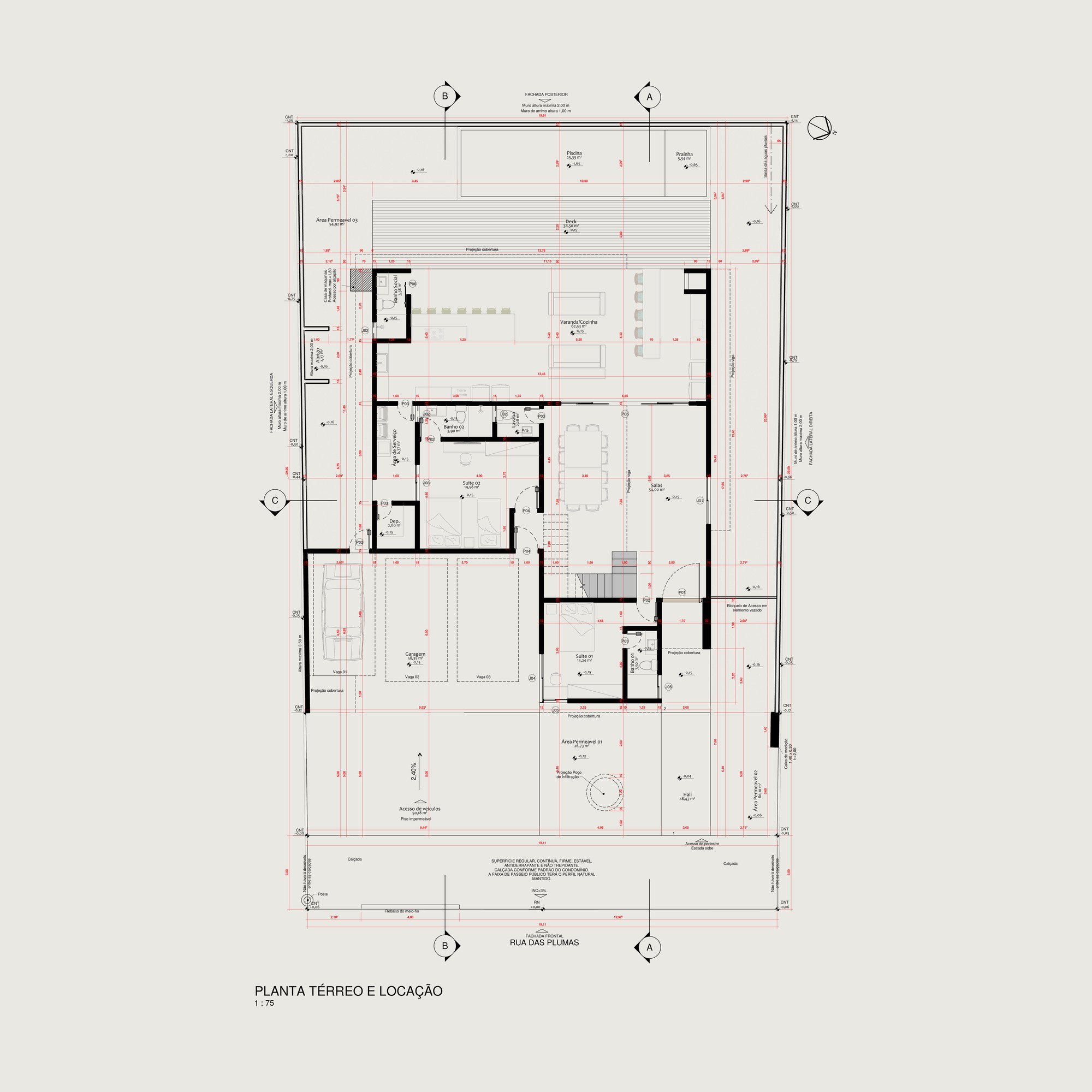 Ground floor plan of a residential house with furniture layout