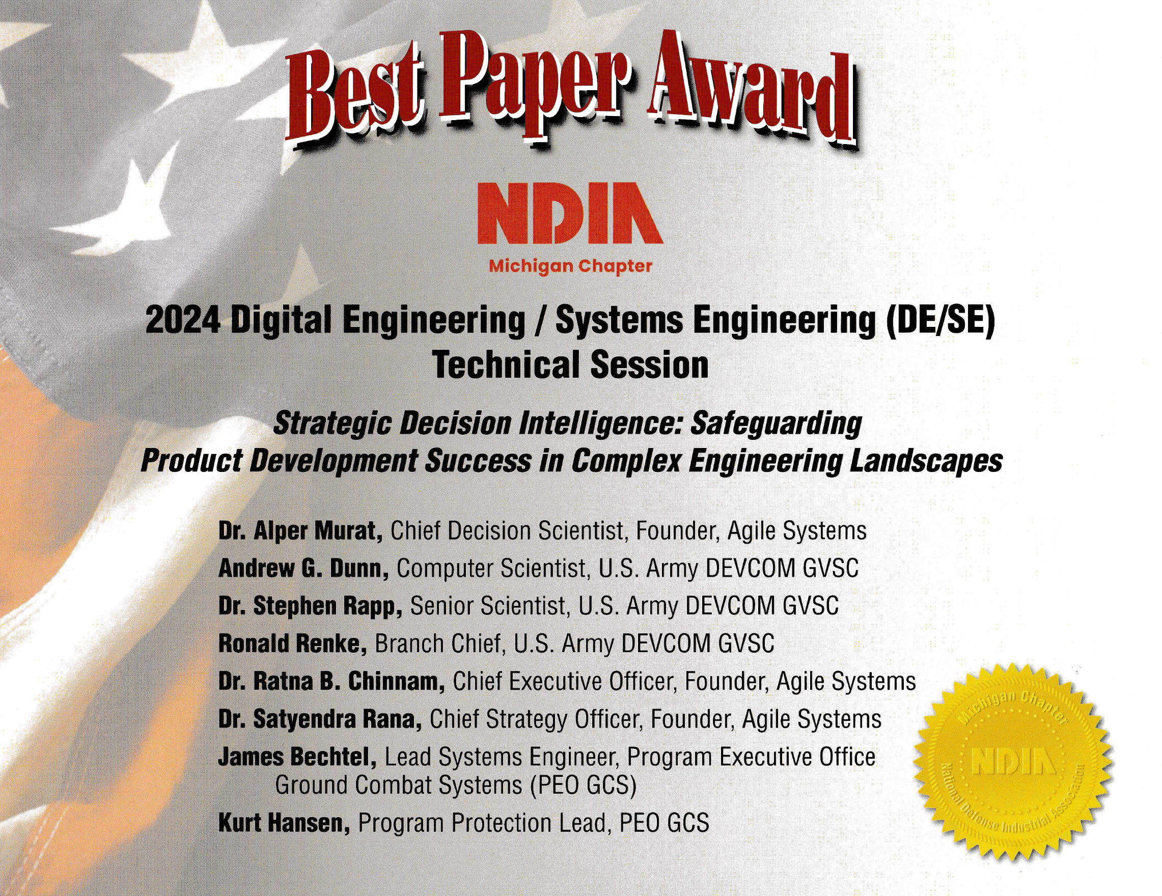 Paper Wins Best Paper Award at GVSETS 2024