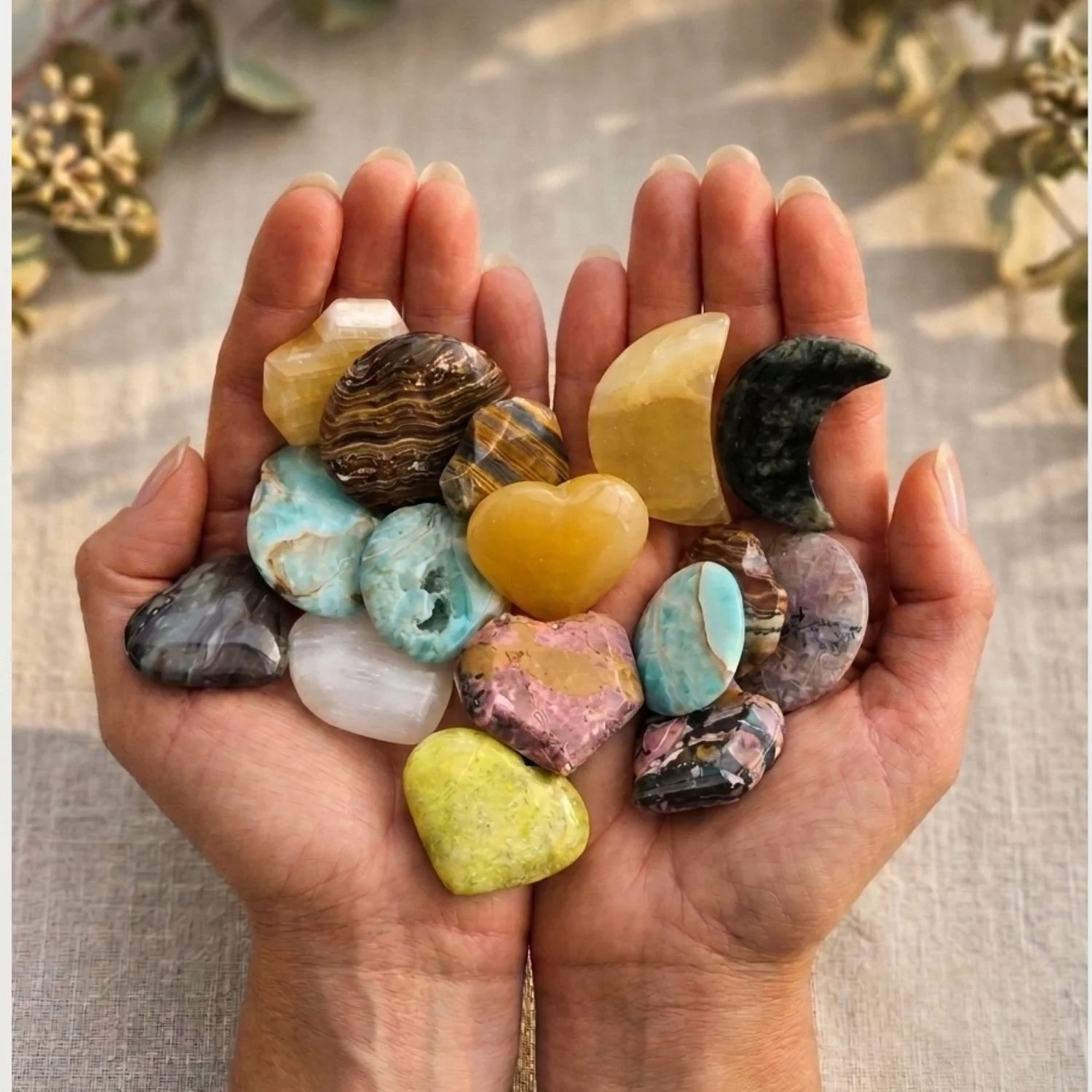 5-Piece Hand-Carved Gemstone Collection – 100g Artisan Set