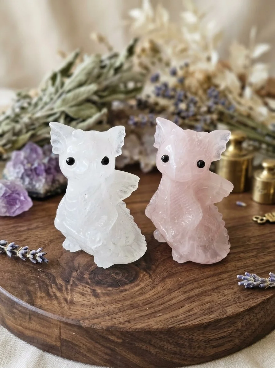 Hand-Carved Gemstone Baby Dragon