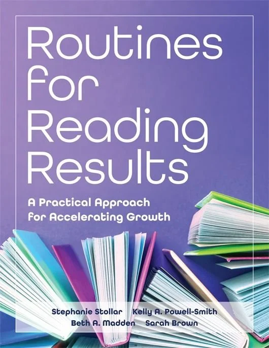 Book cover titled 'Routines for Reading Results: A Practical Approach for Accelerating Growth' with images of open books at the bottom.