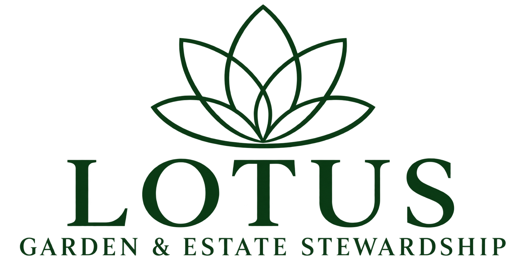 Green logo featuring a stylized lotus flower above the word 'LOTUS' with the tagline 'GARDEN & ESTATE STEWARDSHIP' below.
