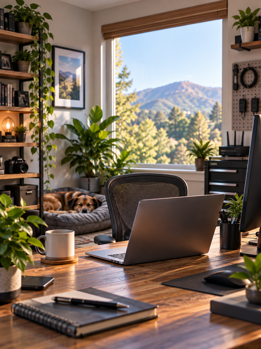 Home office setup with laptop and desktop computer, representing tech support services from East Link IT in Contra Costa County.