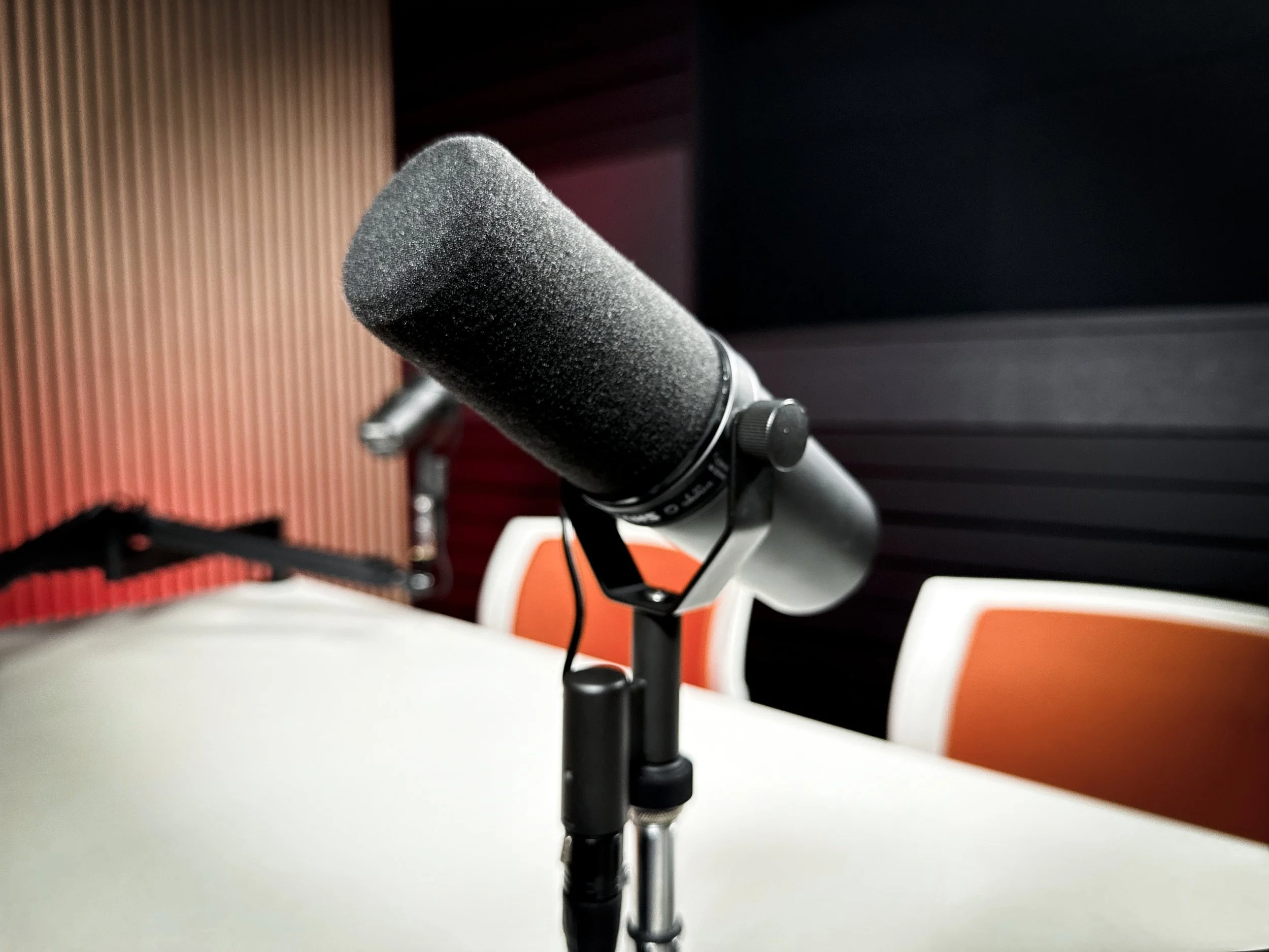 Podcast microphone ready on set at Studio TwentyOneTwelve in Portland