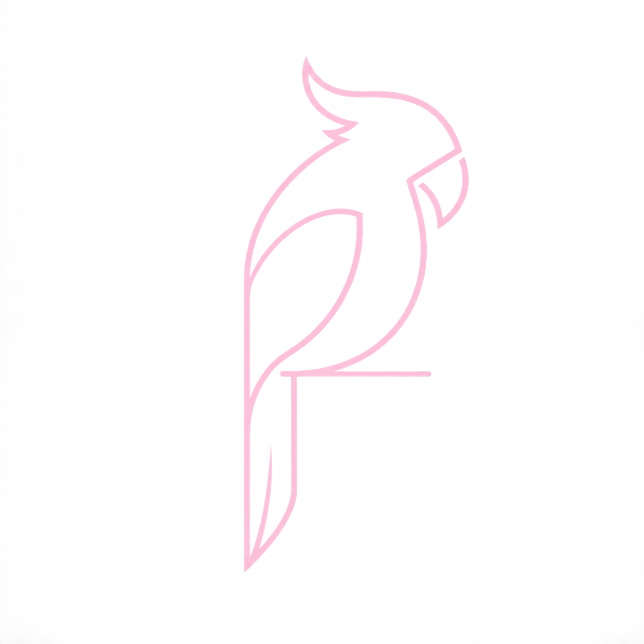 Neon pink outline of a flamingo standing on one leg against a black background.