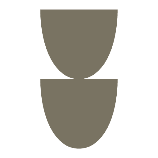 Two gray, rounded shapes stacked vertically on a black background.