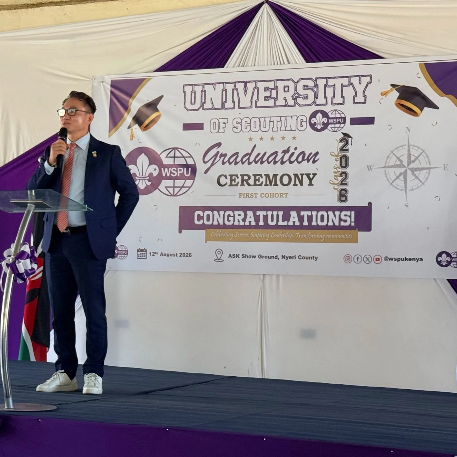 USKAA & GYLN Chairman Robert Hyunsik Cho, as a keynote speaker at University of Scouting Inaugural Class of 2026 Graduation Ceremony